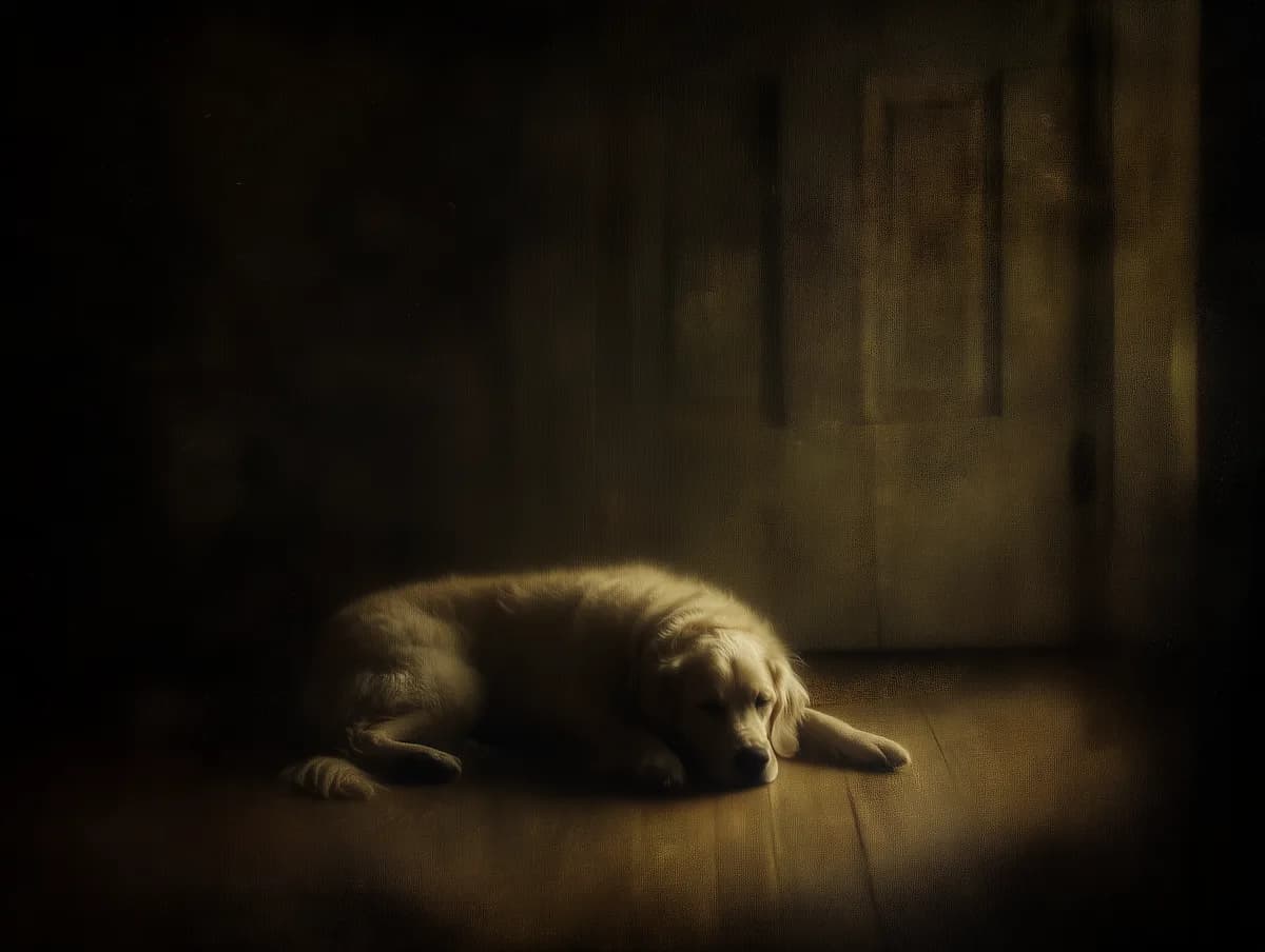 Golden Retriever lying on a sun-warmed porch