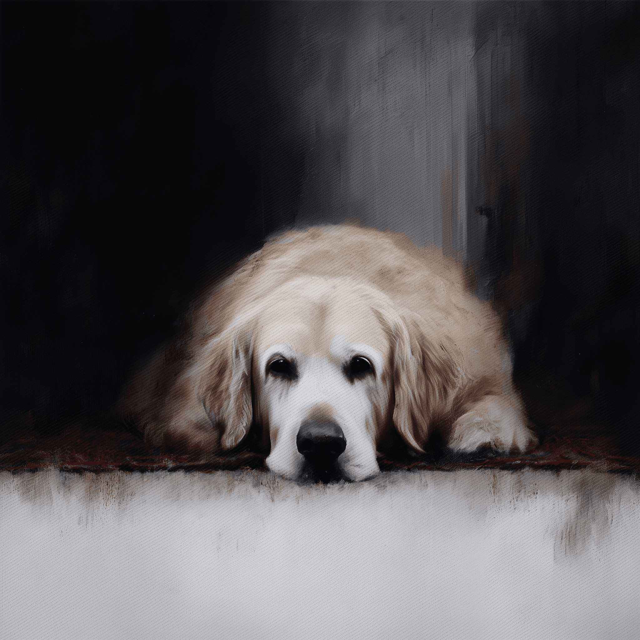 Artwork — golden retriever elderly dog gentle watercolor 02