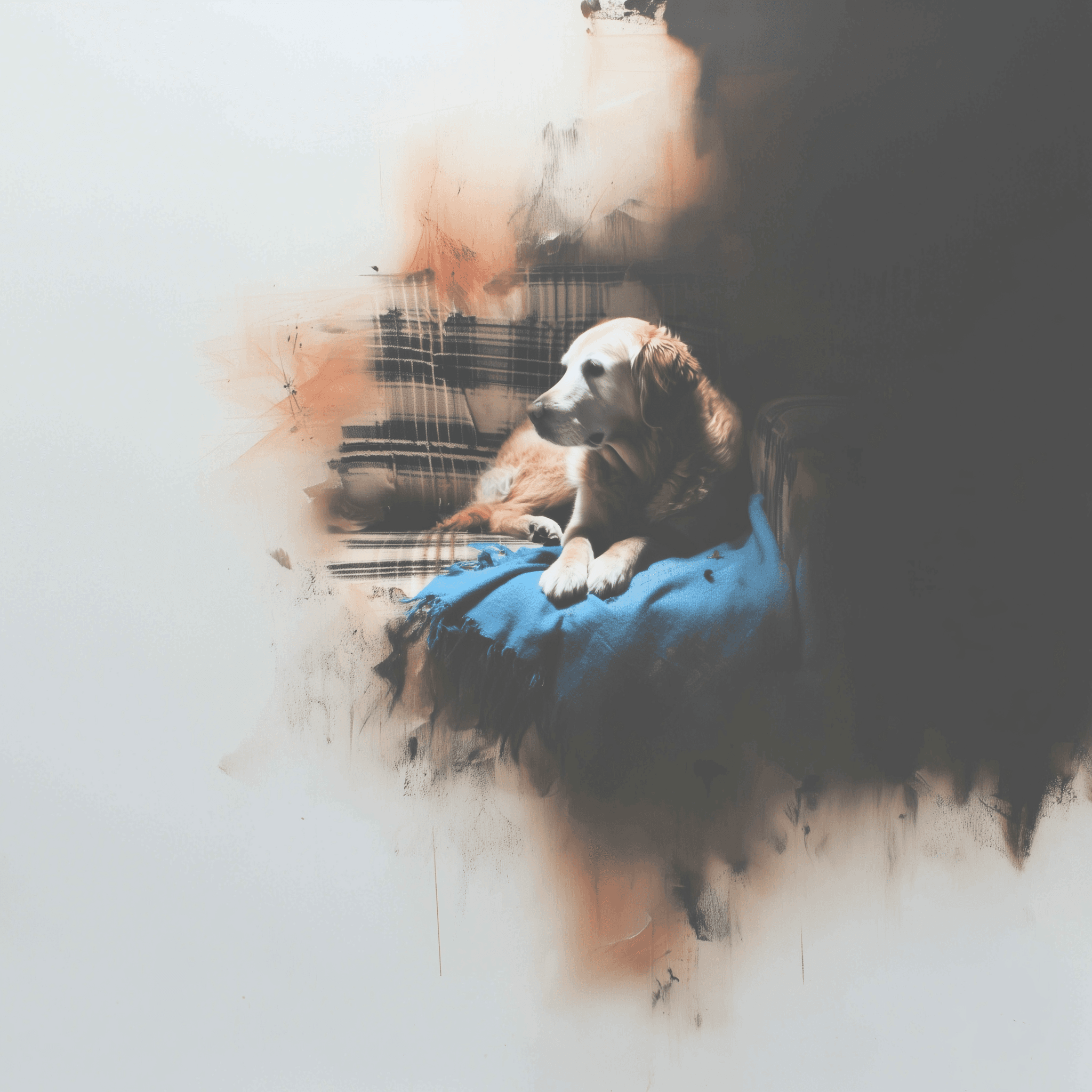 Artwork — golden retriever elderly dog gentle watercolor 04