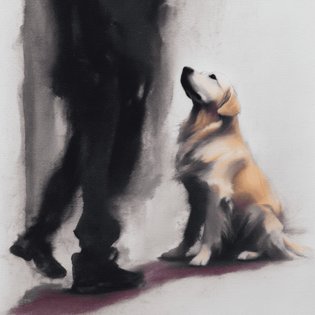 Artwork — golden retriever english cream portrait ghostly watercolor 01