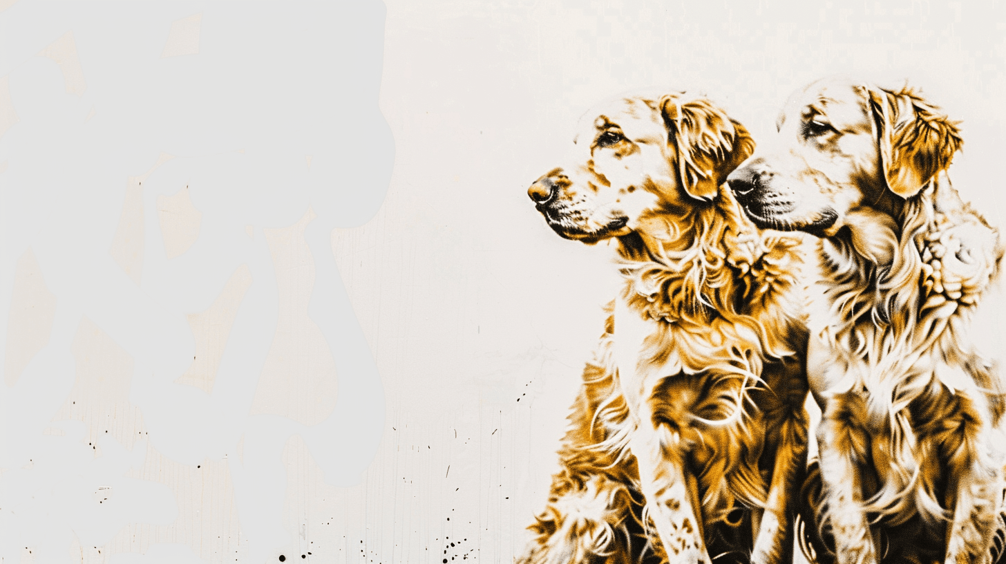 Artwork — golden retriever family scene playful street art 01