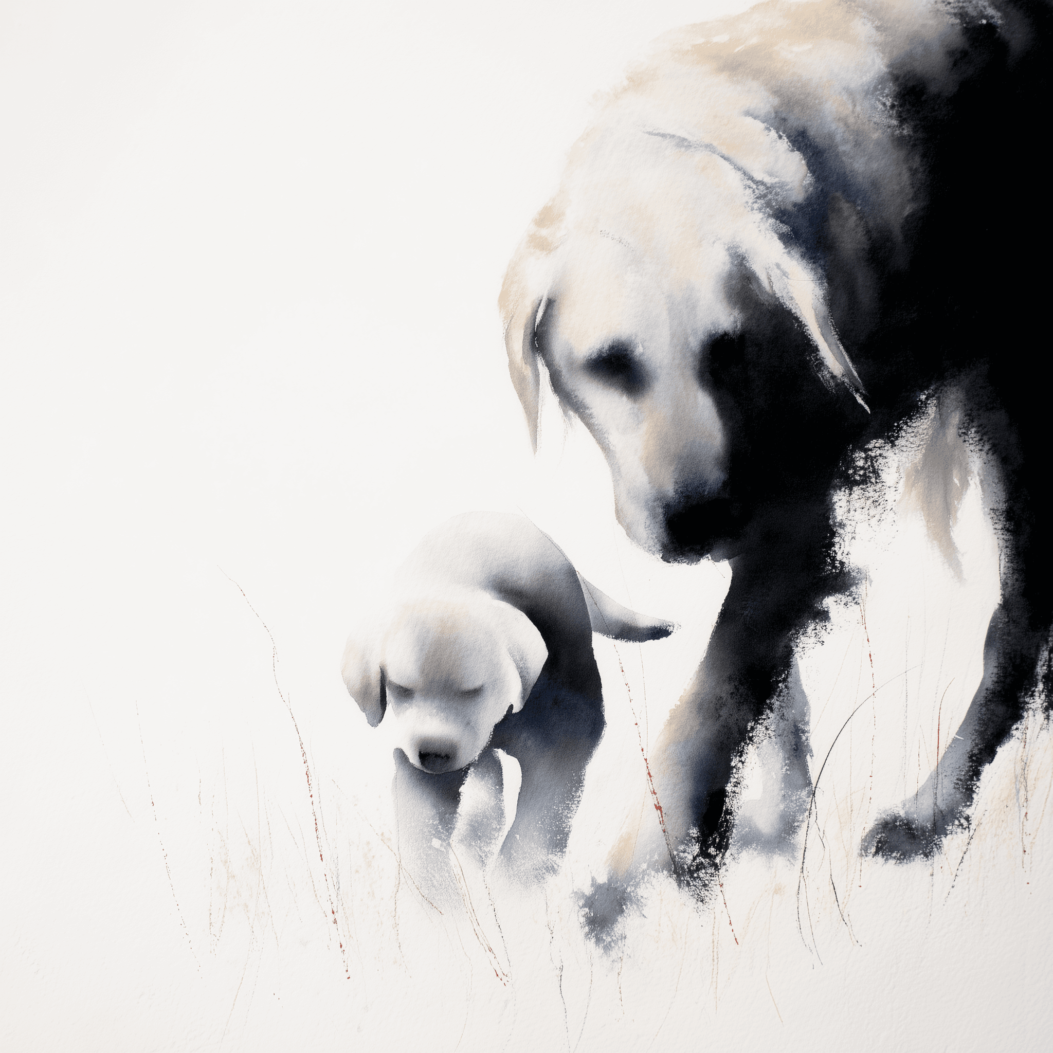 Artwork — golden retriever mature dog dignified watercolor 03