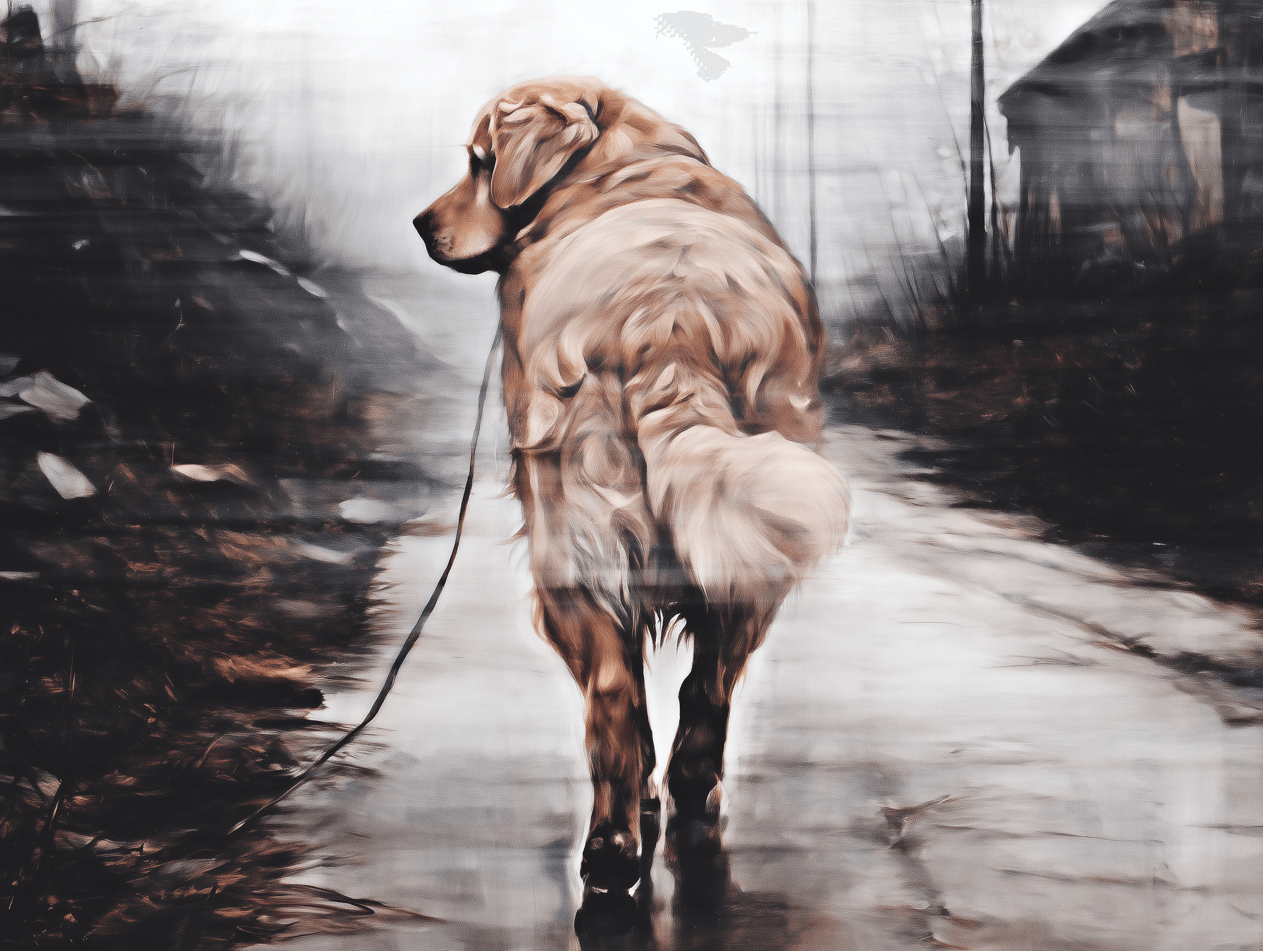 Artwork — golden retriever portrait contemplative watercolor 07