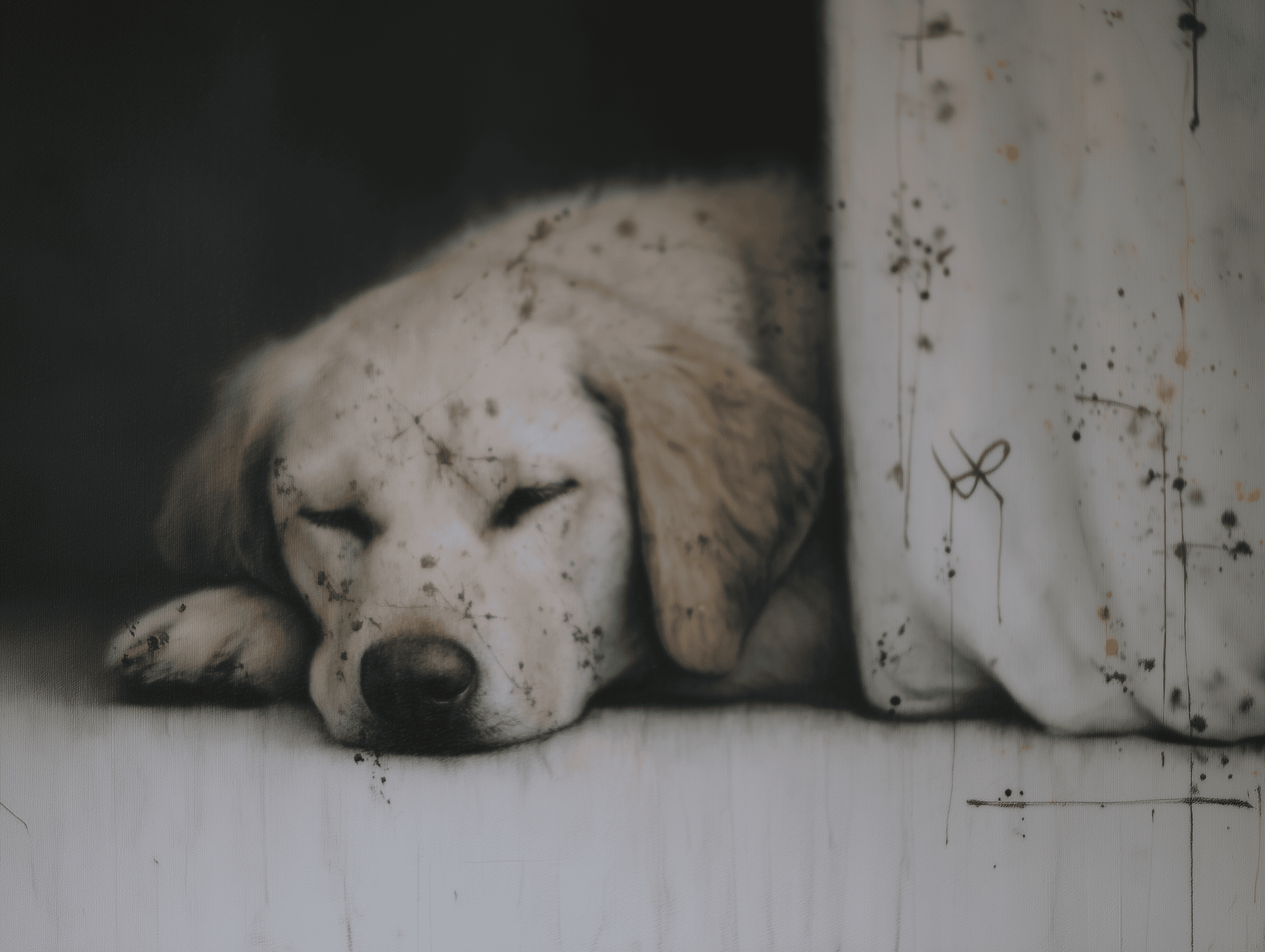 Artwork — golden retriever portrait delicate watercolor 02