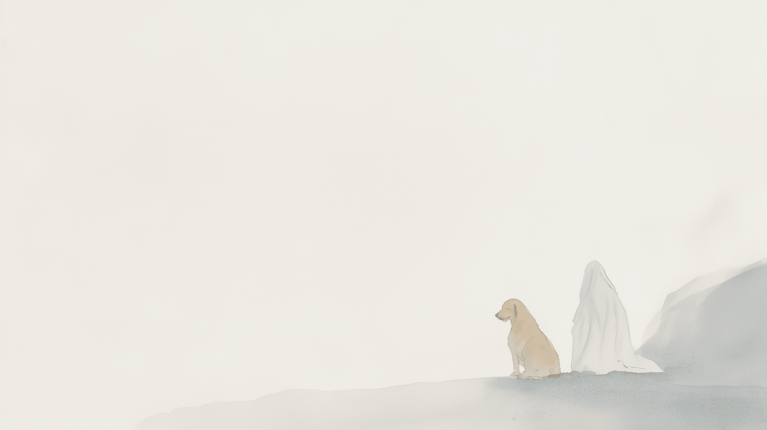 Artwork — golden retriever portrait dreamy minimalist watercolor 05