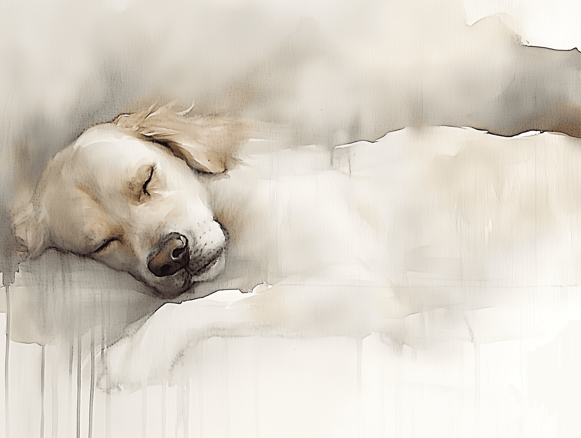 Artwork — golden retriever portrait dreamy minimalist watercolor 06
