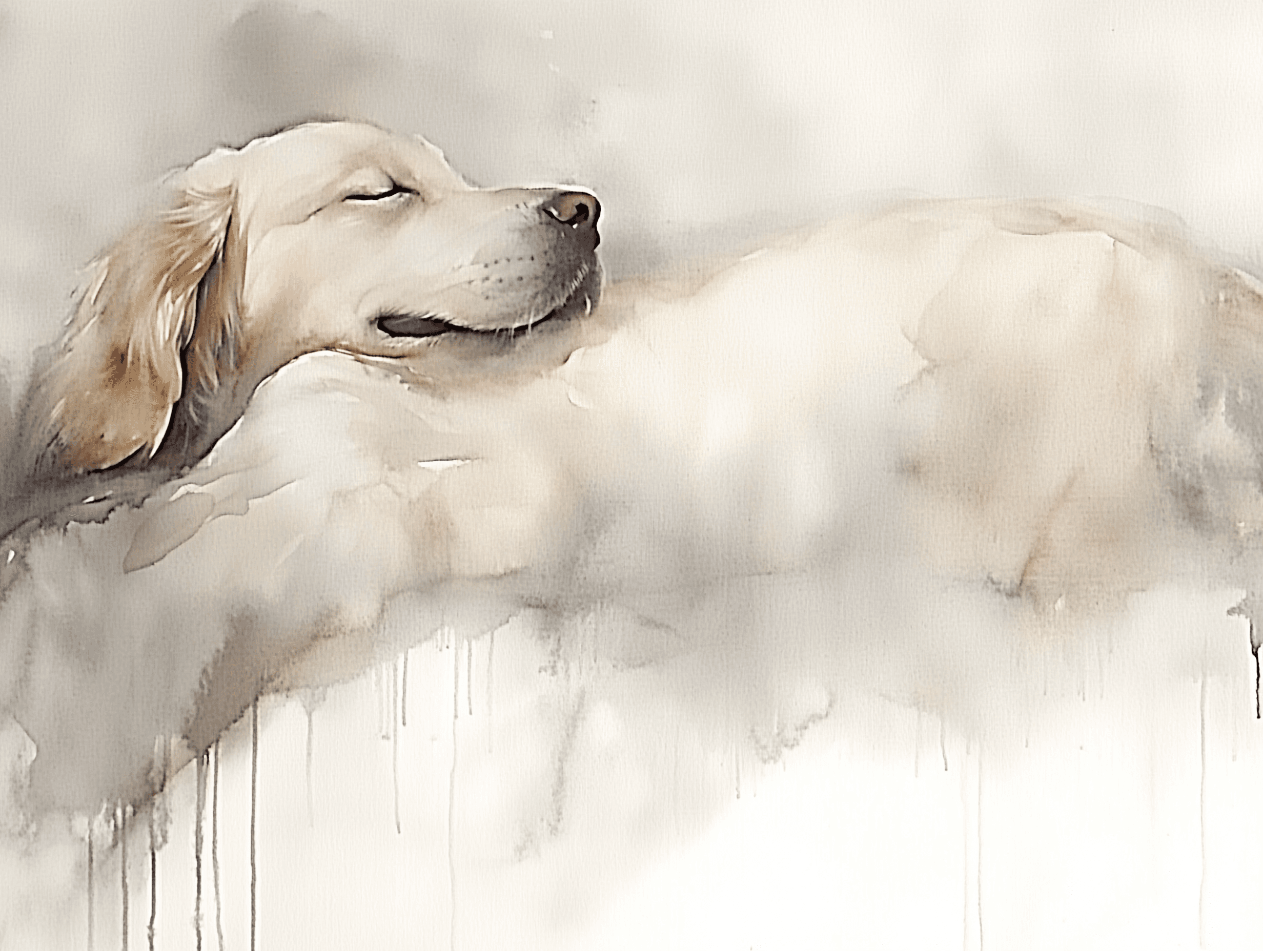 Artwork — golden retriever portrait dreamy minimalist watercolor 07