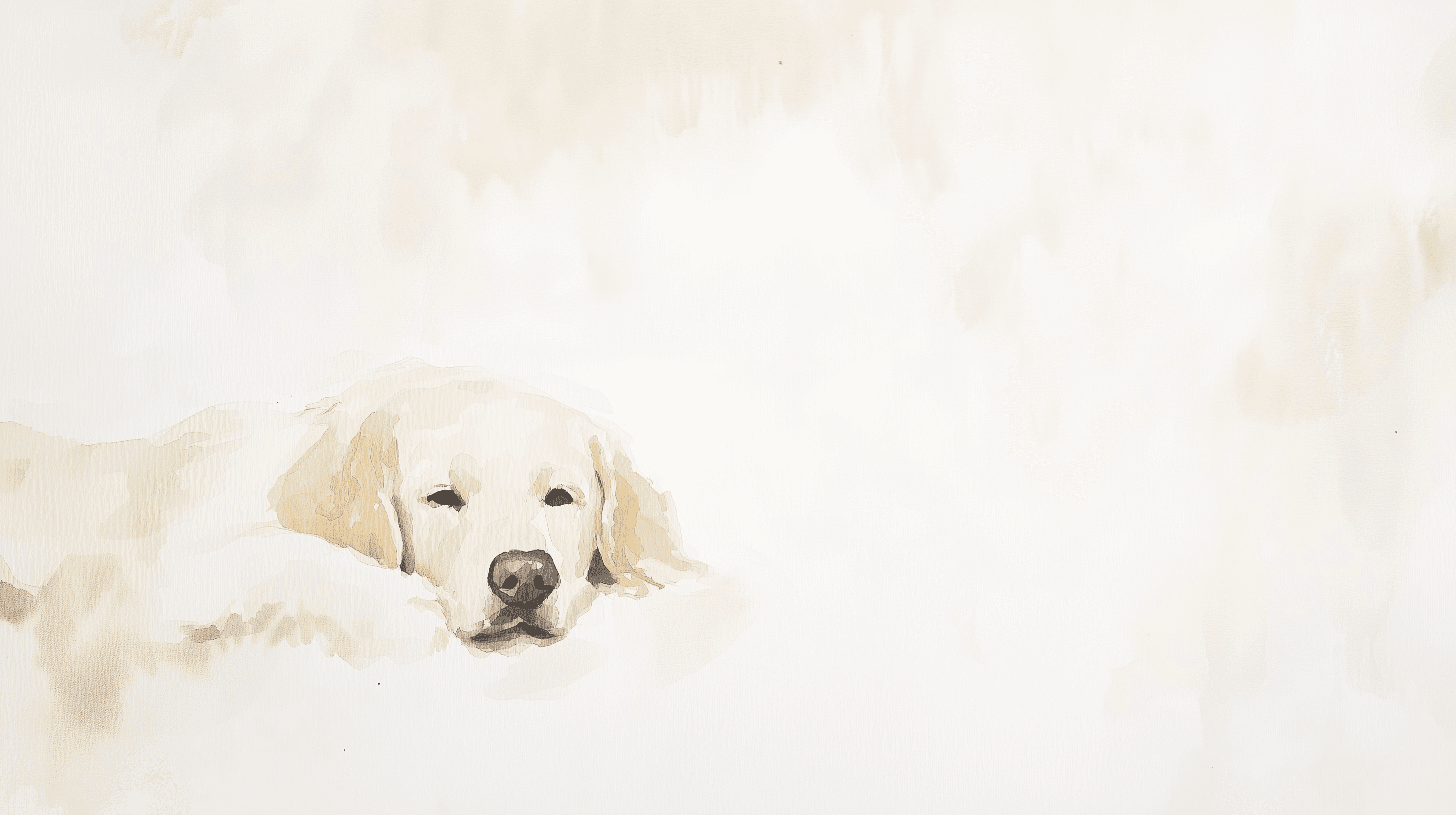 Artwork — golden retriever portrait dreamy minimalist watercolor 09