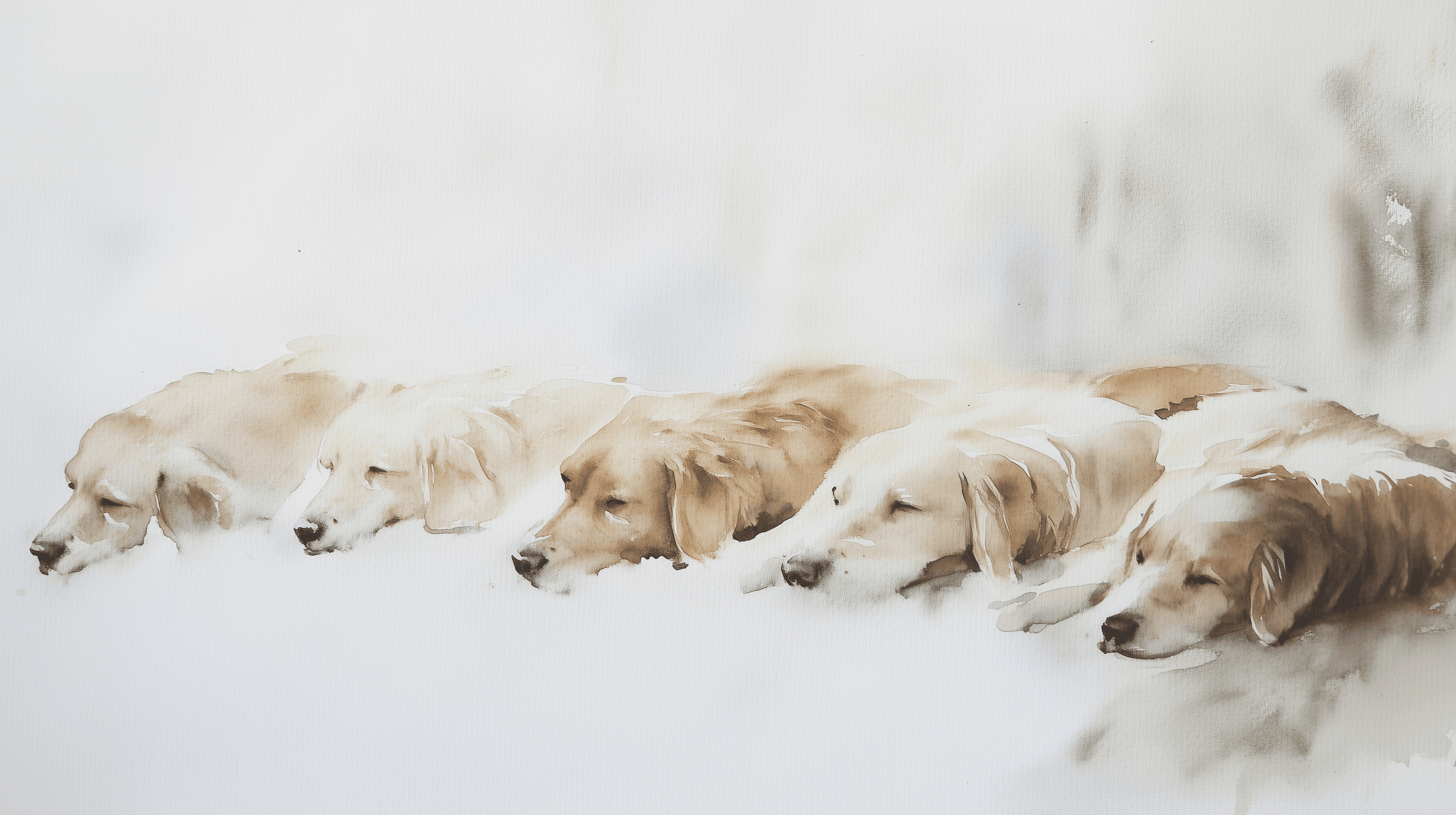 Artwork — golden retriever portrait ethereal minimalist watercolor 02