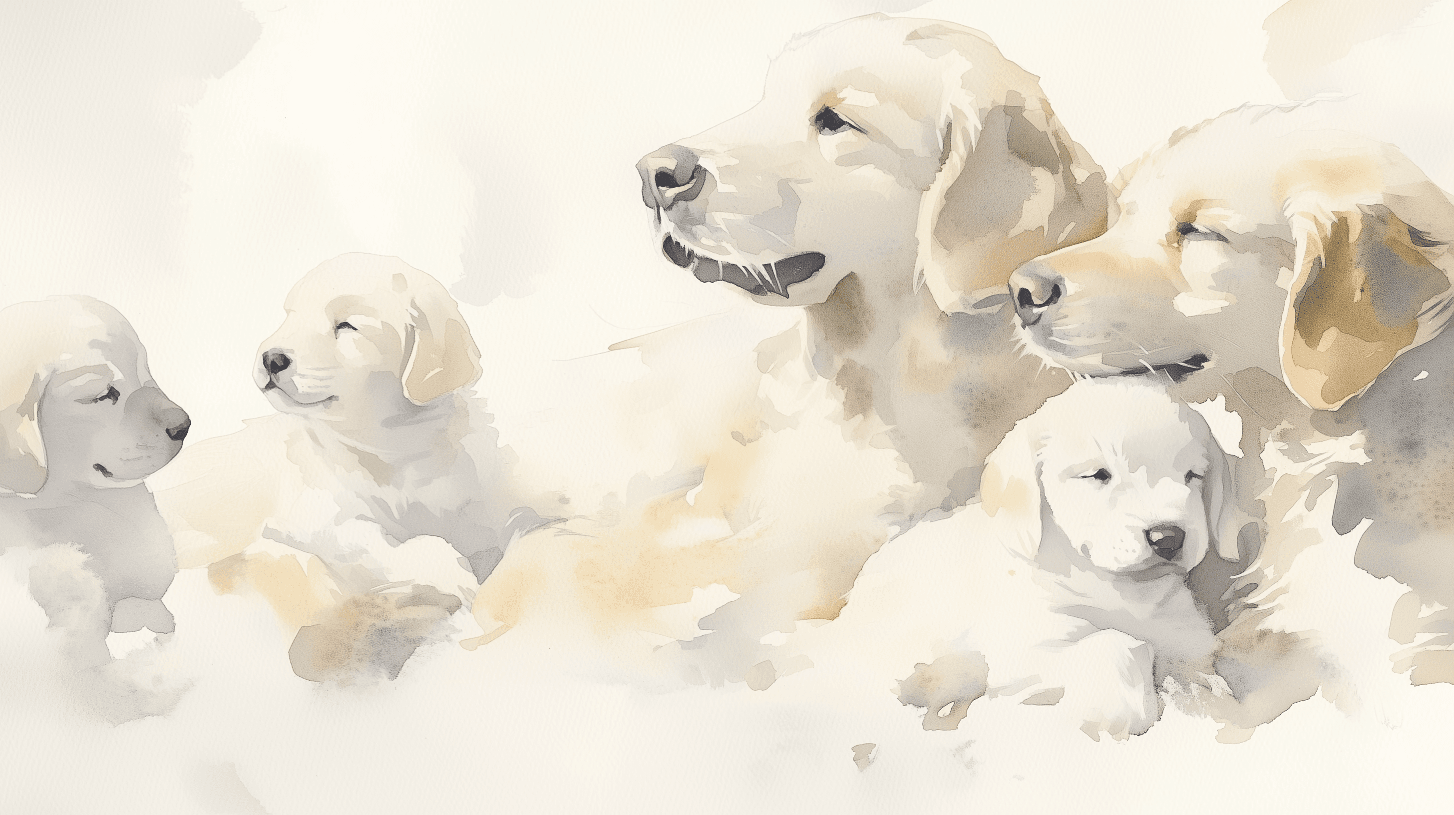 Artwork — golden retriever portrait ethereal minimalist watercolor 05
