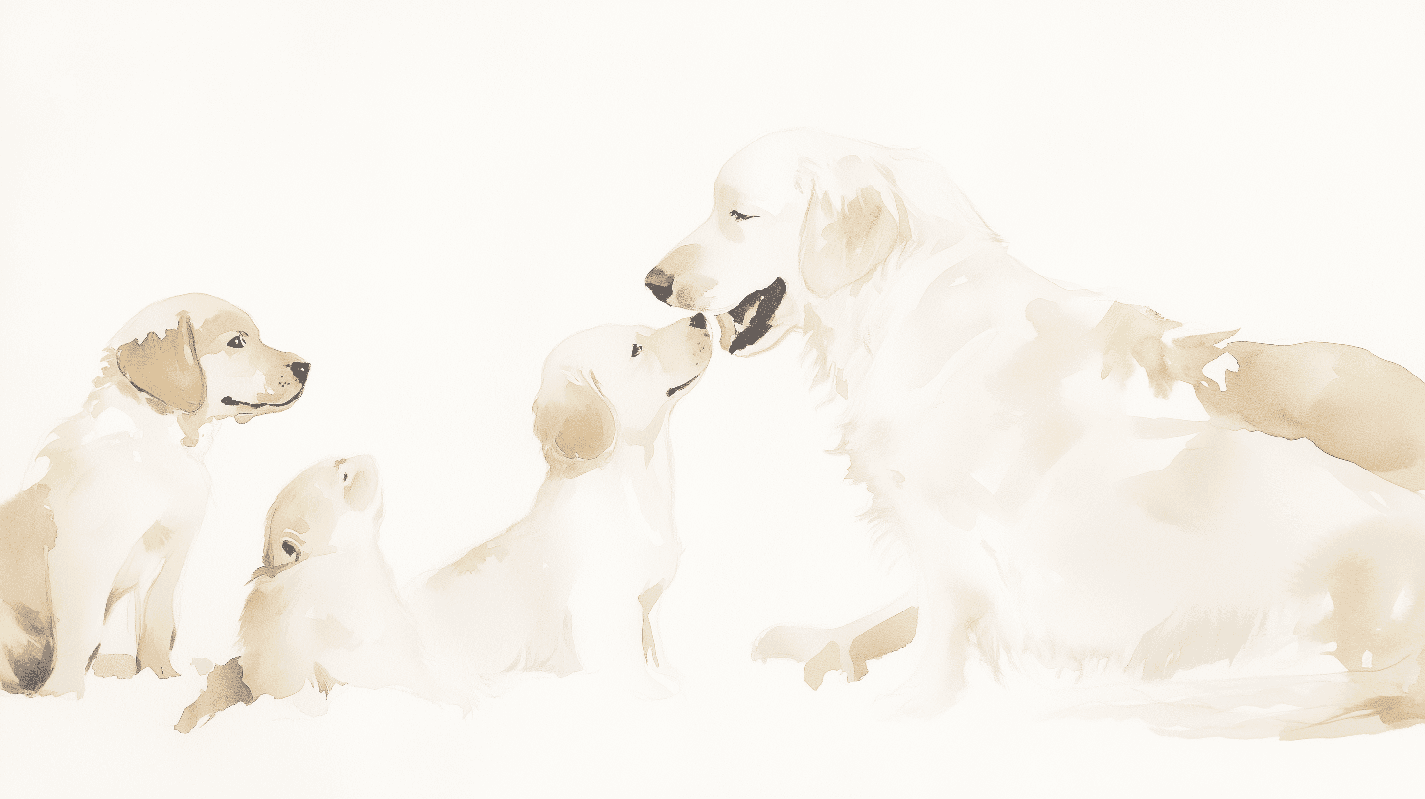 Artwork — golden retriever portrait ethereal minimalist watercolor 11