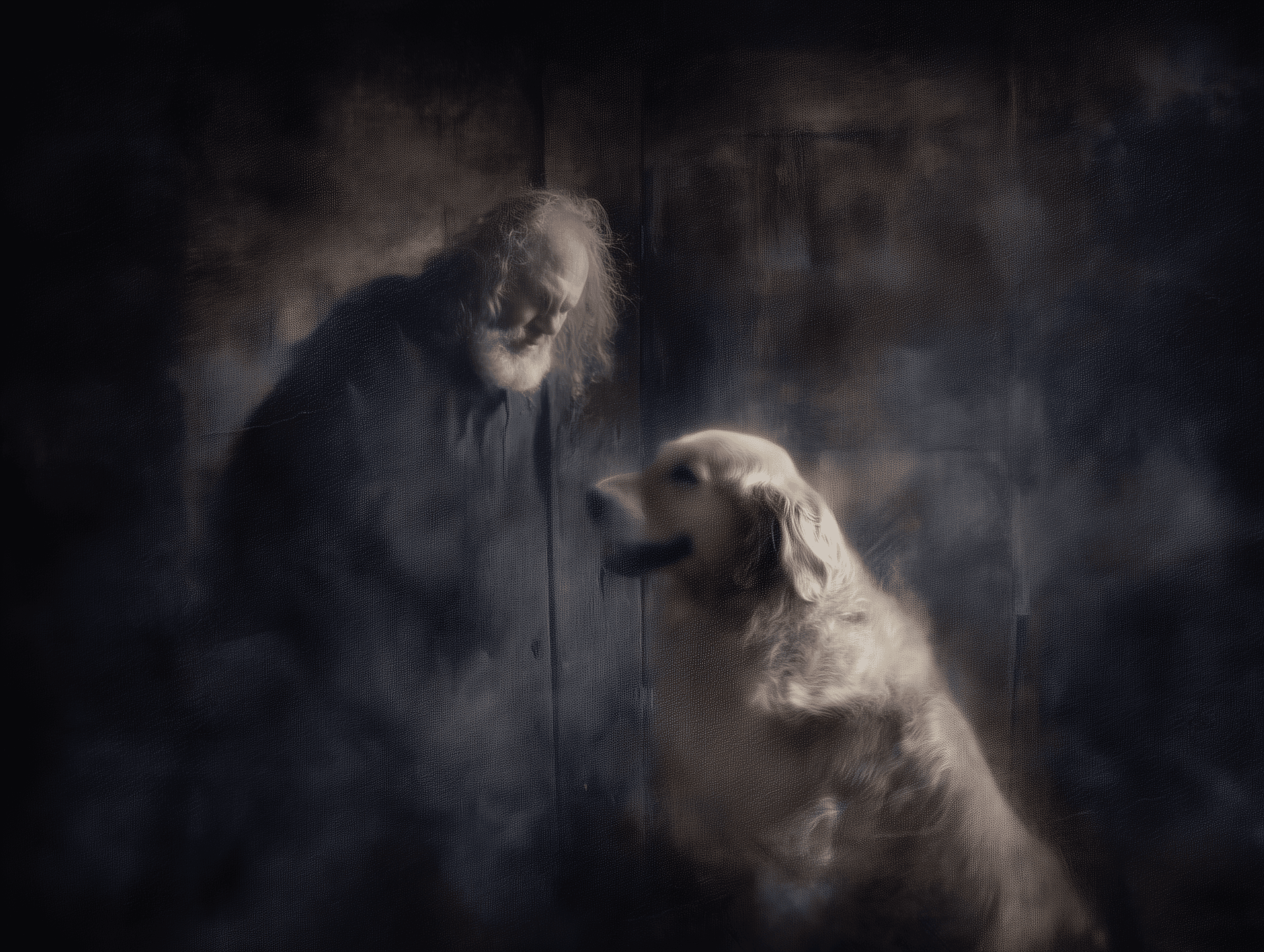 Artwork — golden retriever portrait expressive loose watercolor 02