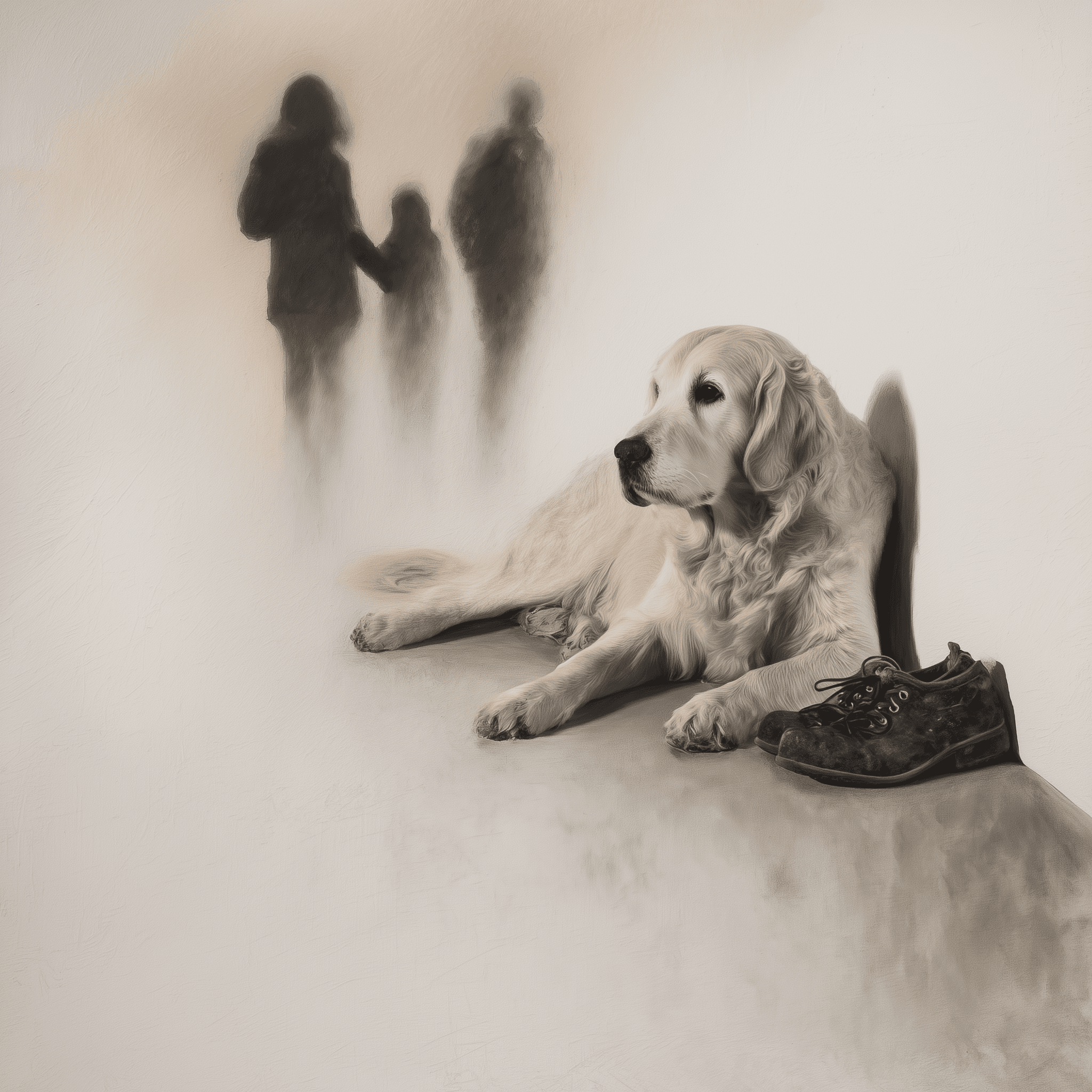 Artwork — golden retriever portrait gentle watercolor 01