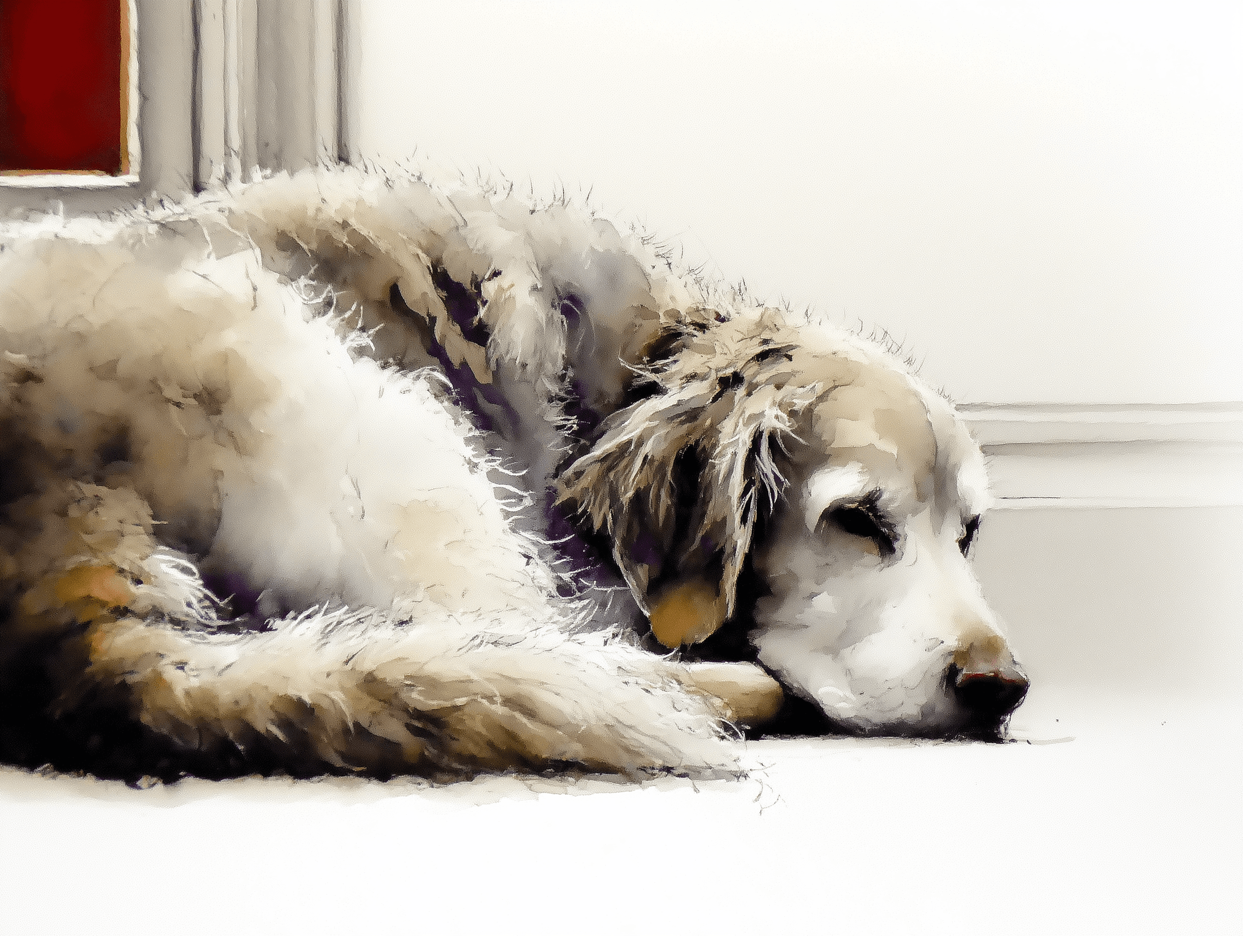 Artwork — golden retriever portrait gentle watercolor 06