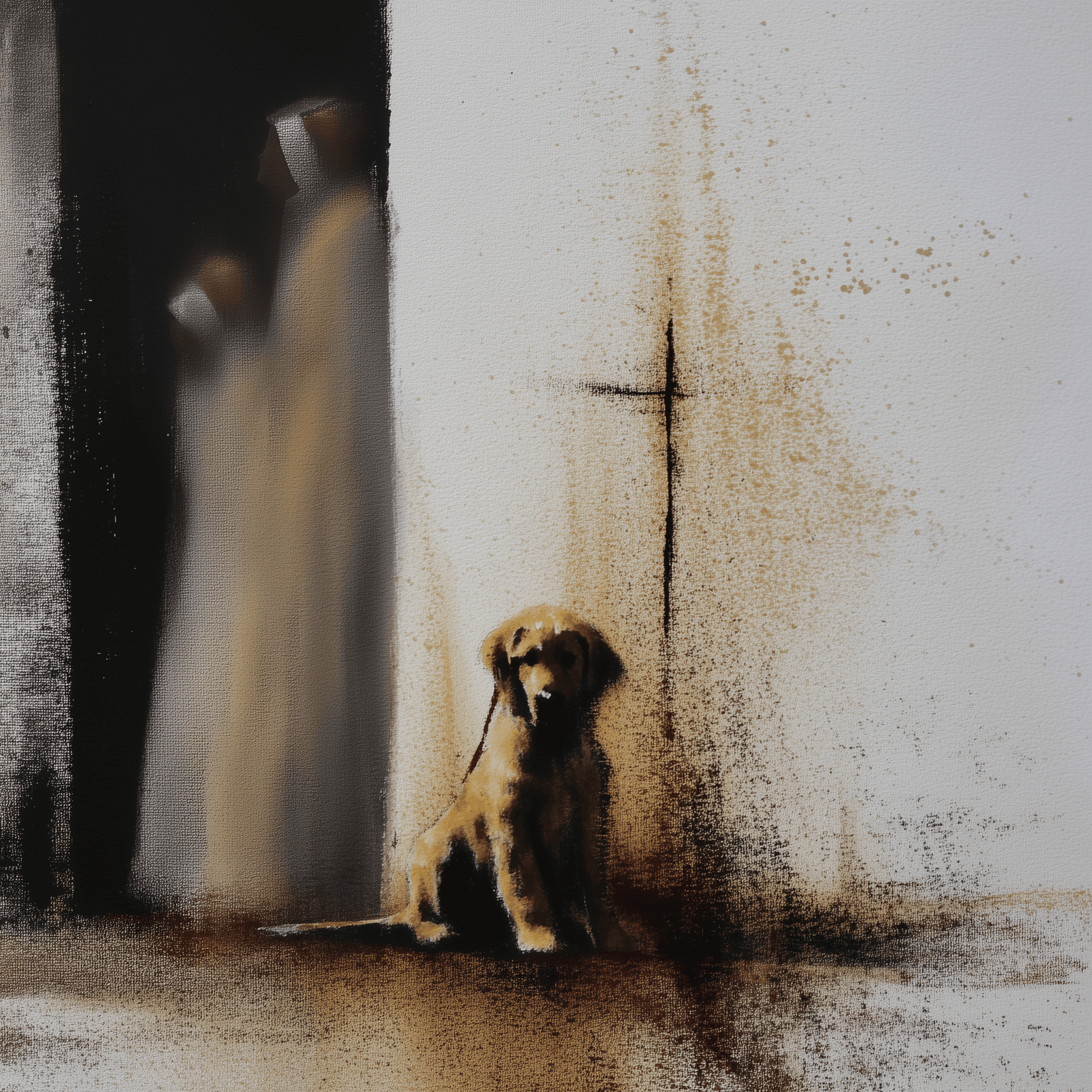 Artwork — golden retriever portrait gentle watercolor 07