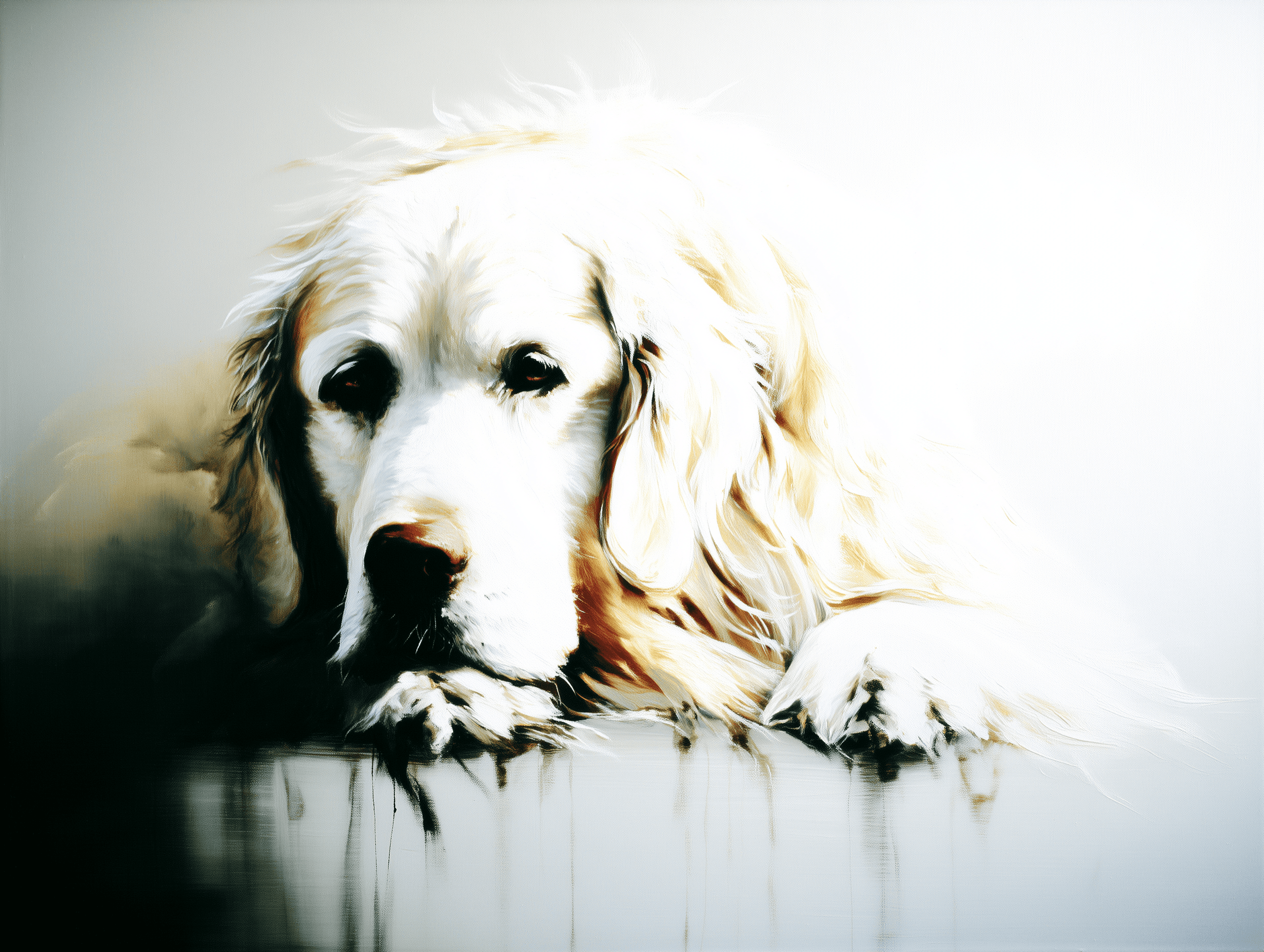 Artwork — golden retriever portrait gentle watercolor 09