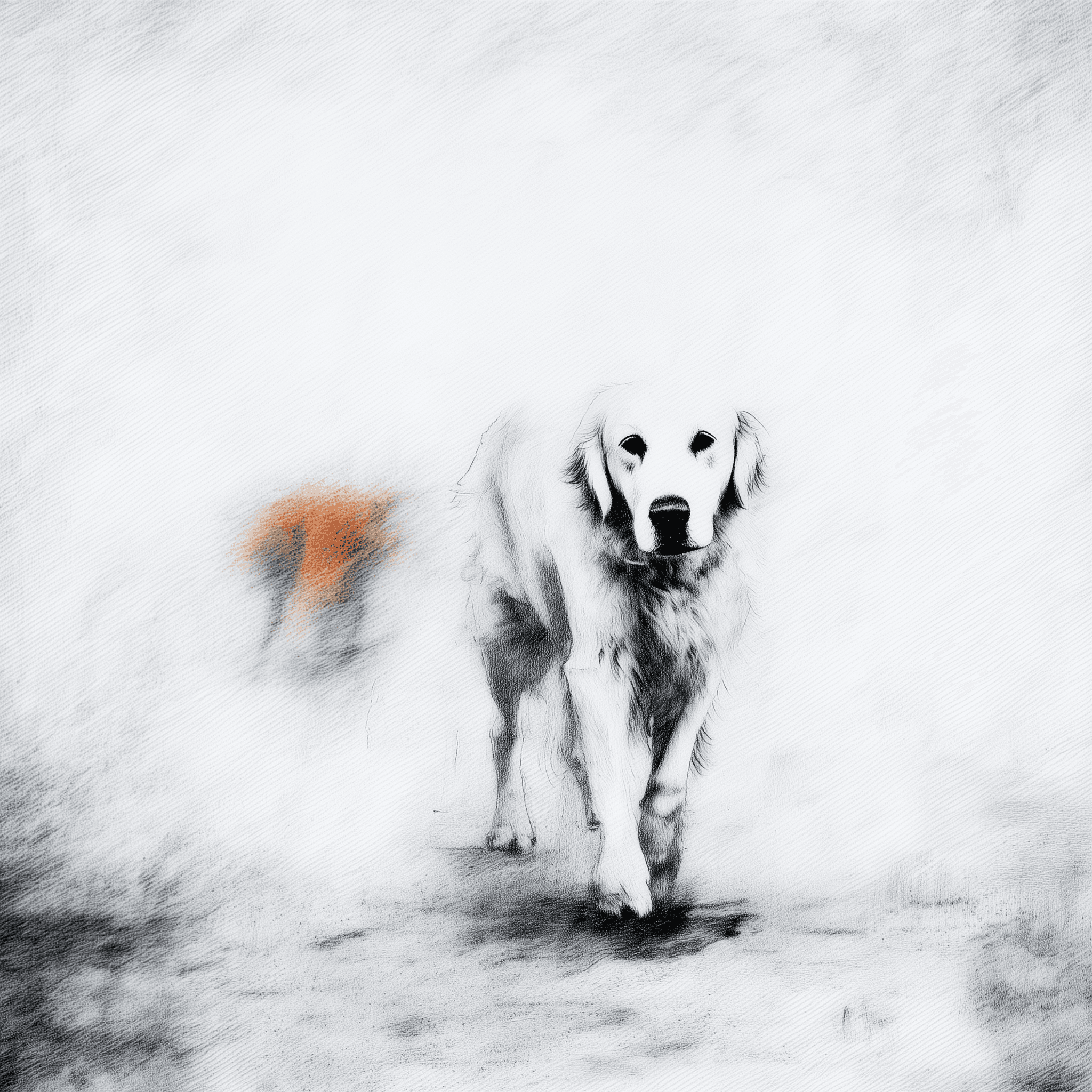 Artwork — golden retriever portrait introspective watercolor 01