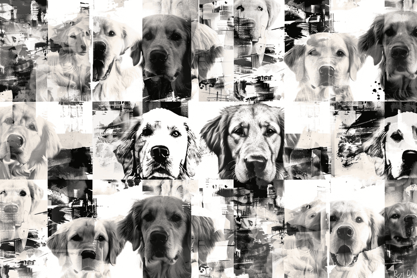 Artwork — golden retriever portrait muted ink wash 14