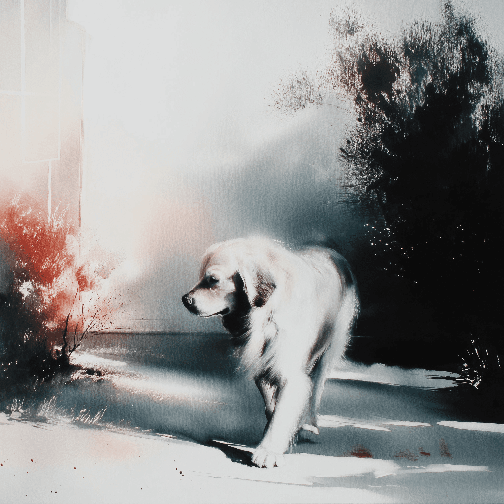 Artwork — golden retriever portrait muted watercolor 01
