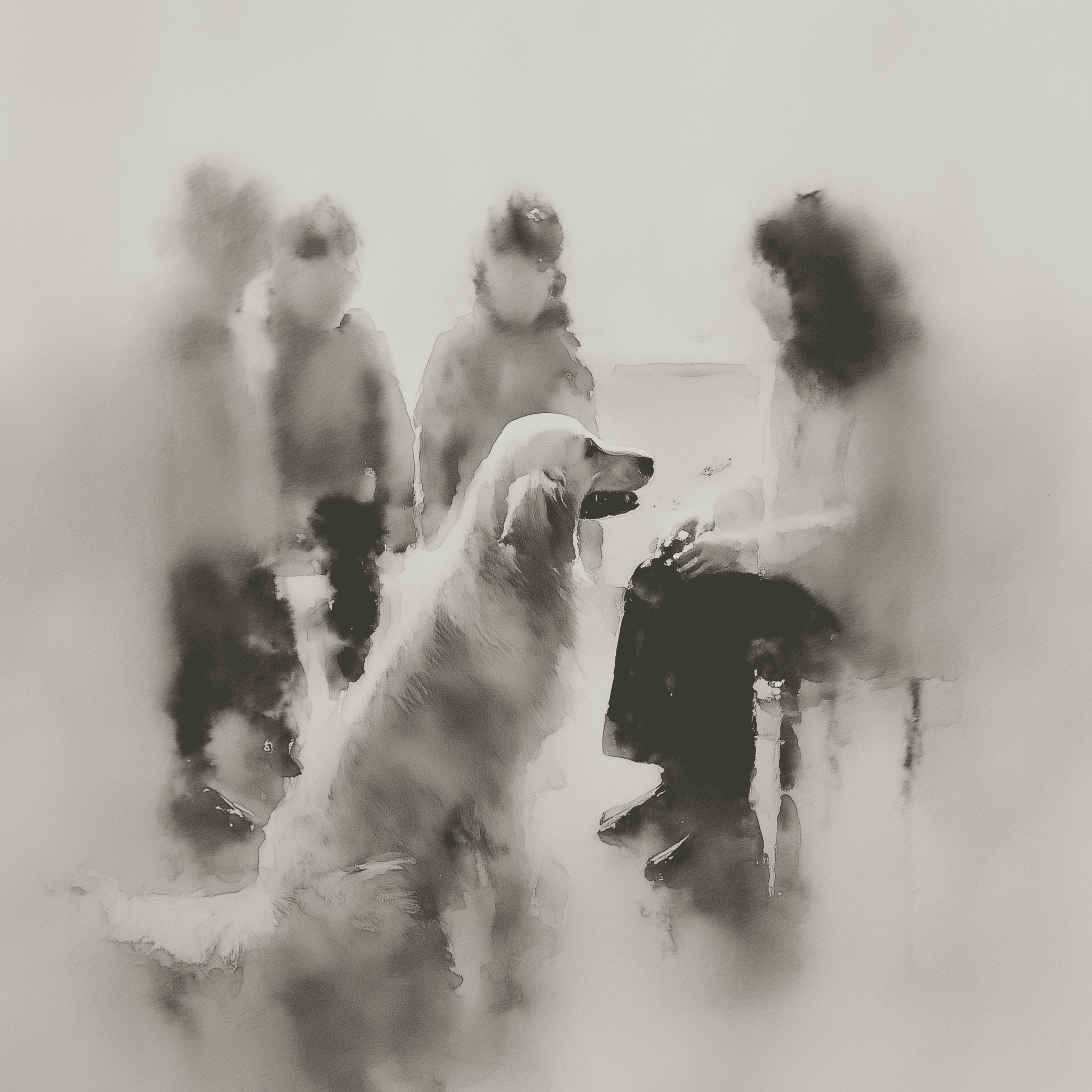 Artwork — golden retriever portrait nuanced watercolor 03