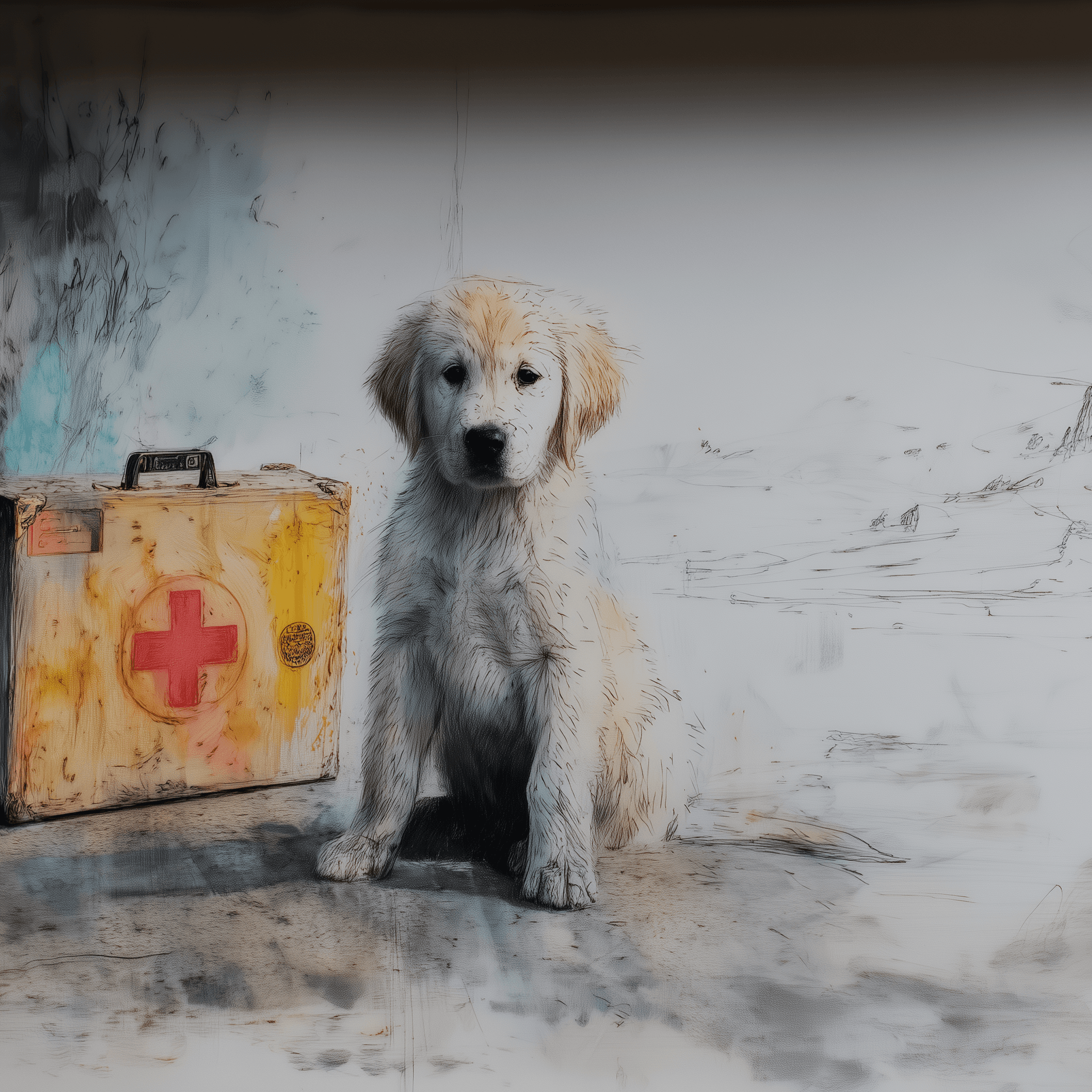 Artwork — golden retriever portrait quiet watercolor 01