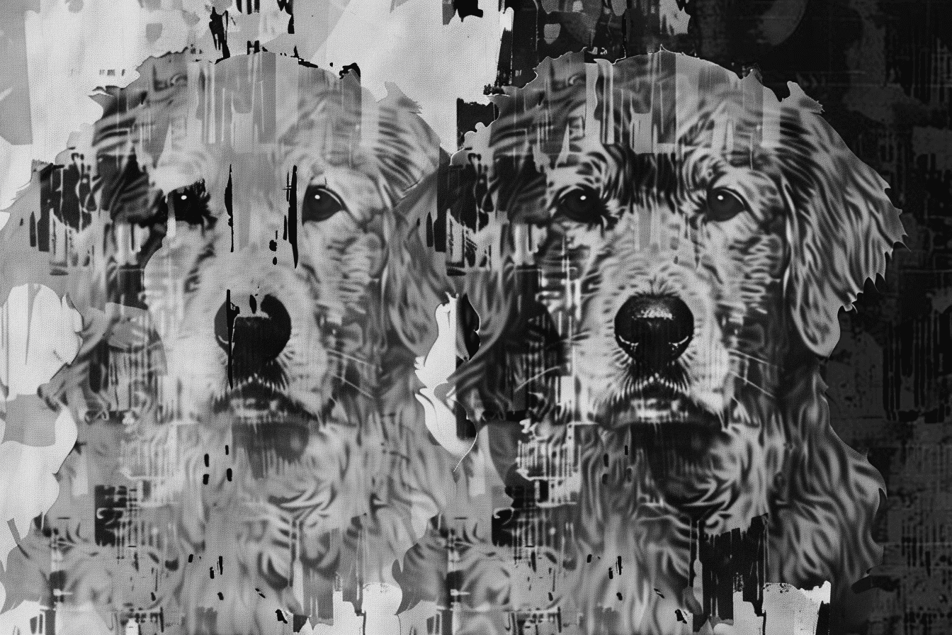 Artwork — golden retriever portrait raw ink sketch 03