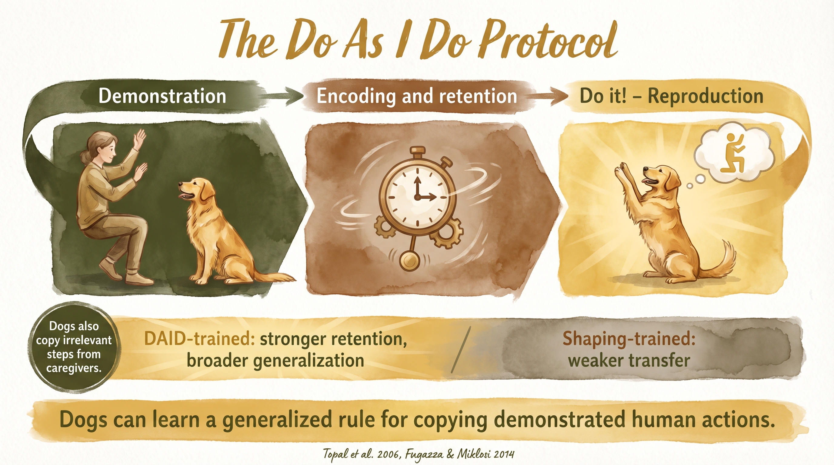 Infographic: Do As I Do protocol showing imitative learning phases in dogs - Just Behaving Wiki