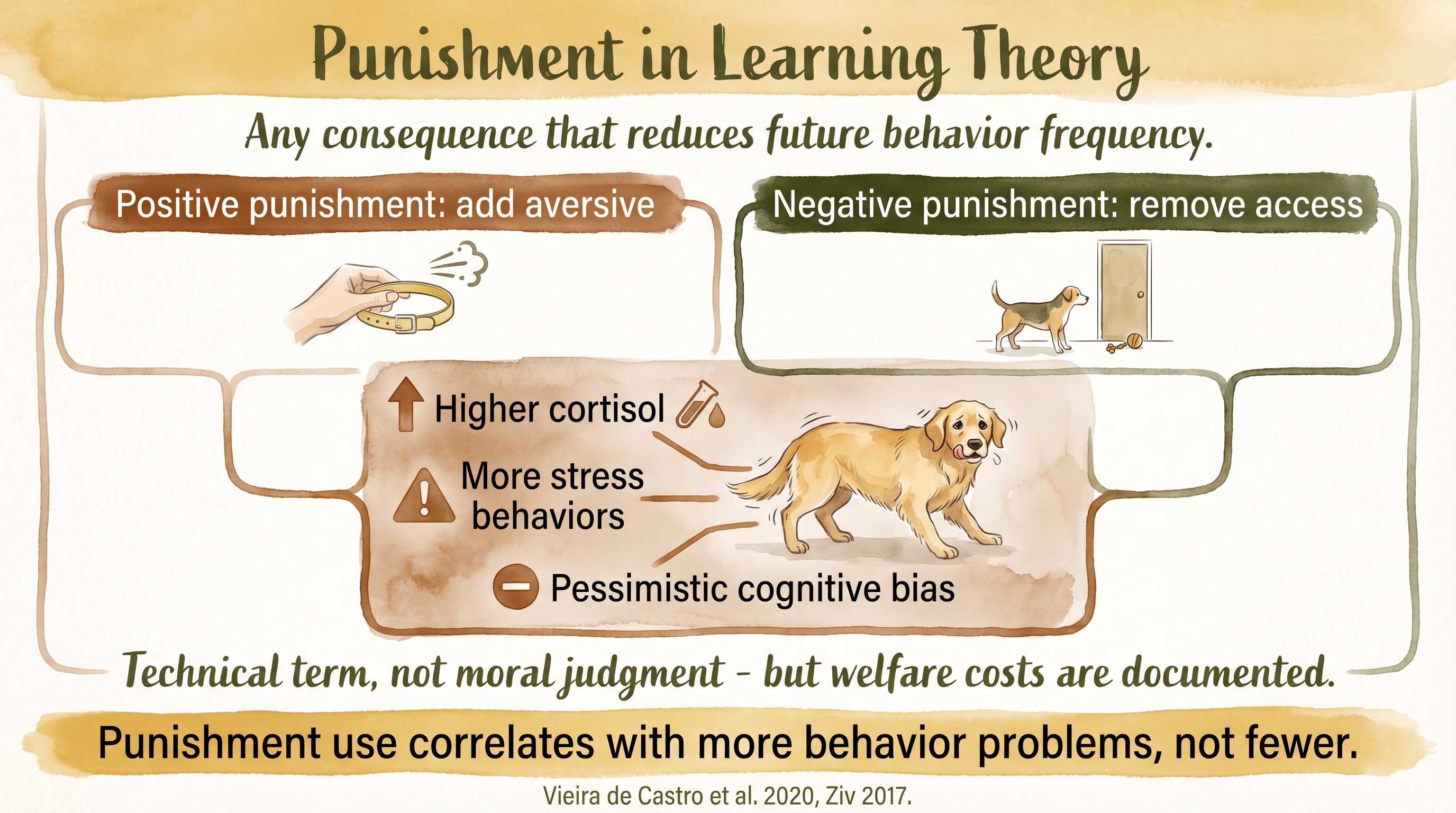 Infographic: Punishment in learning theory showing suppression effects and fallout risks - Just Behaving Wiki