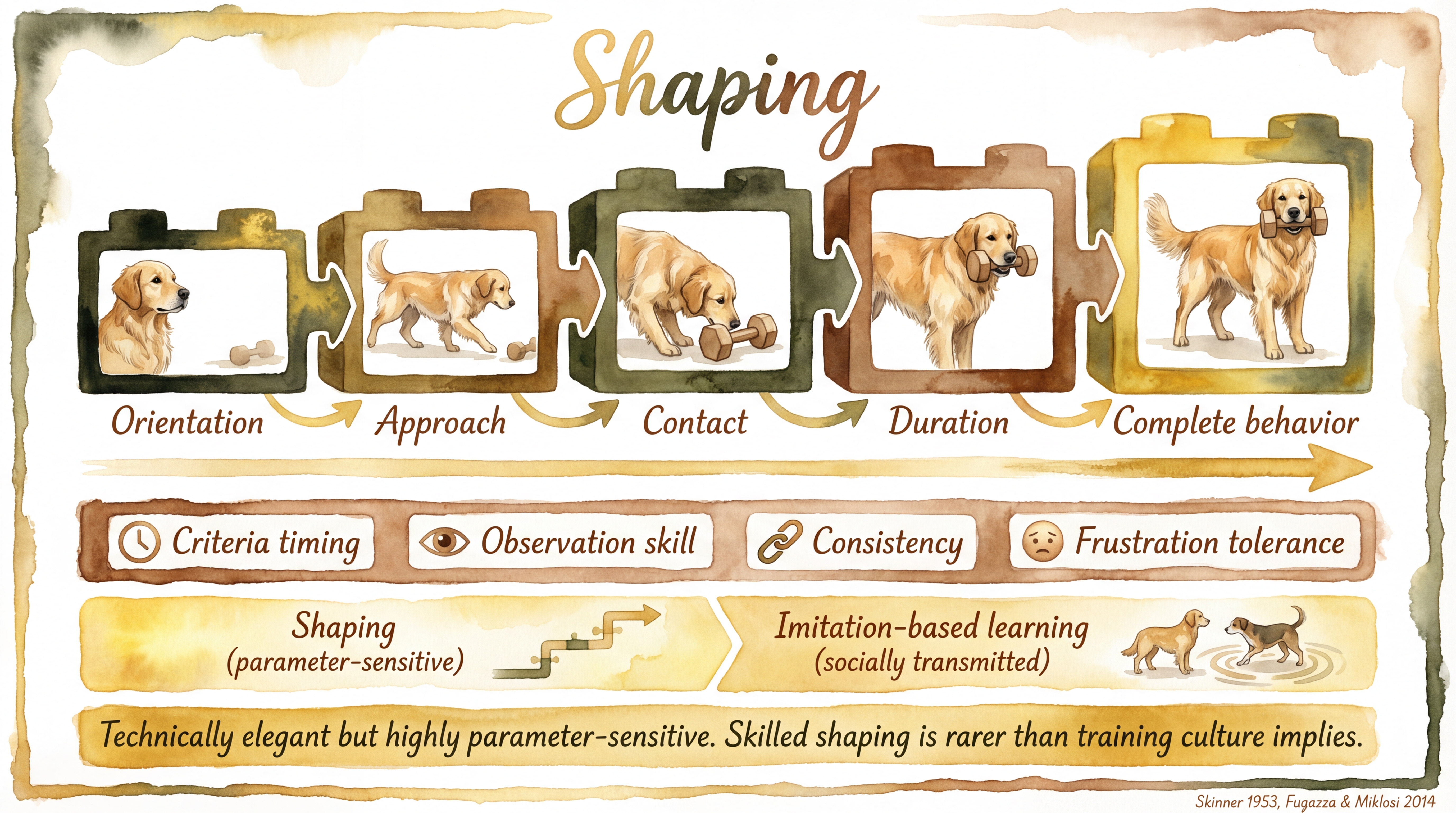Infographic: Shaping and successive approximation showing progressive behavior refinement steps - Just Behaving Wiki