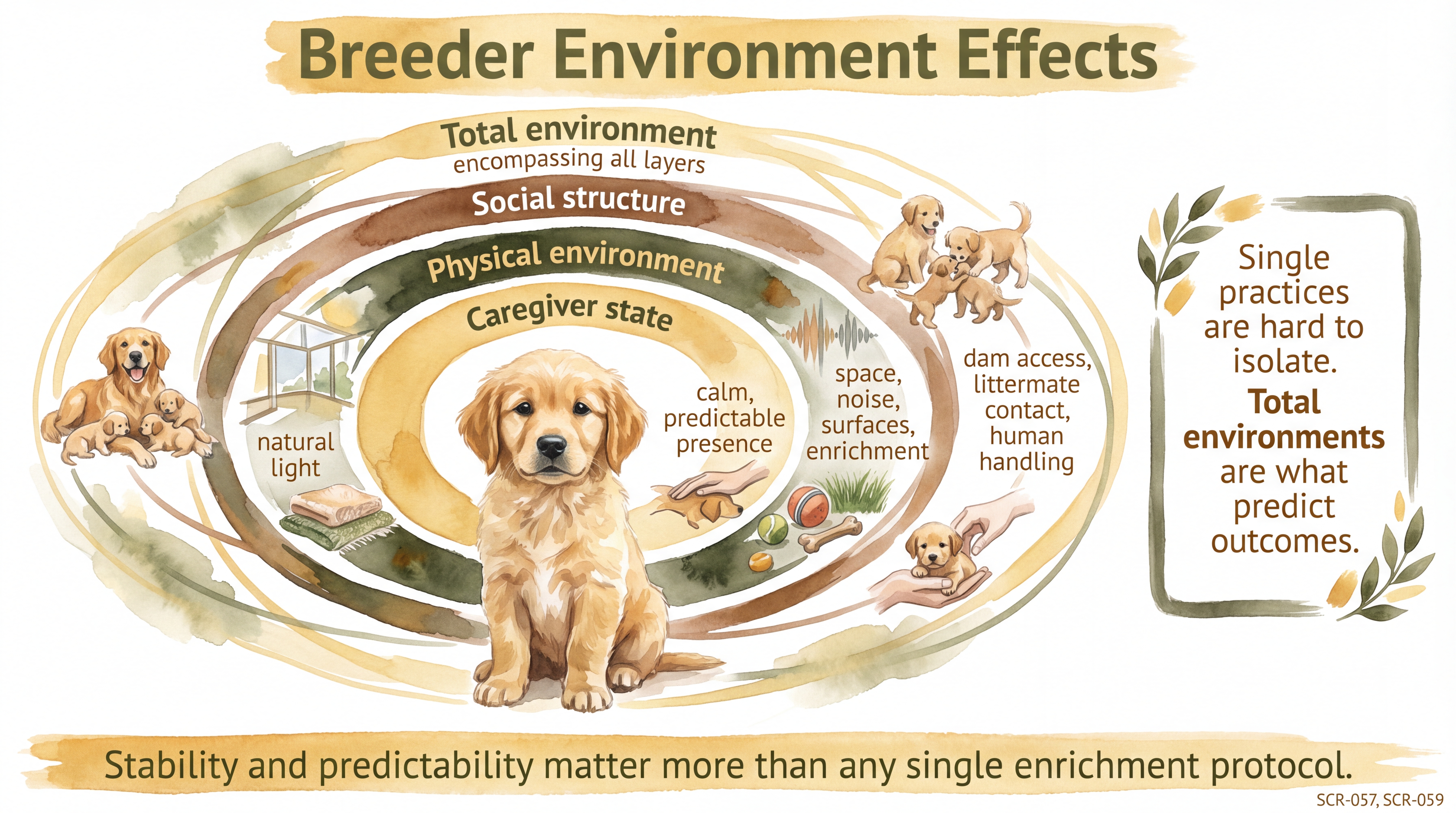 Infographic: Breeder environment effects showing concentric layers of developmental influence - Just Behaving Wiki