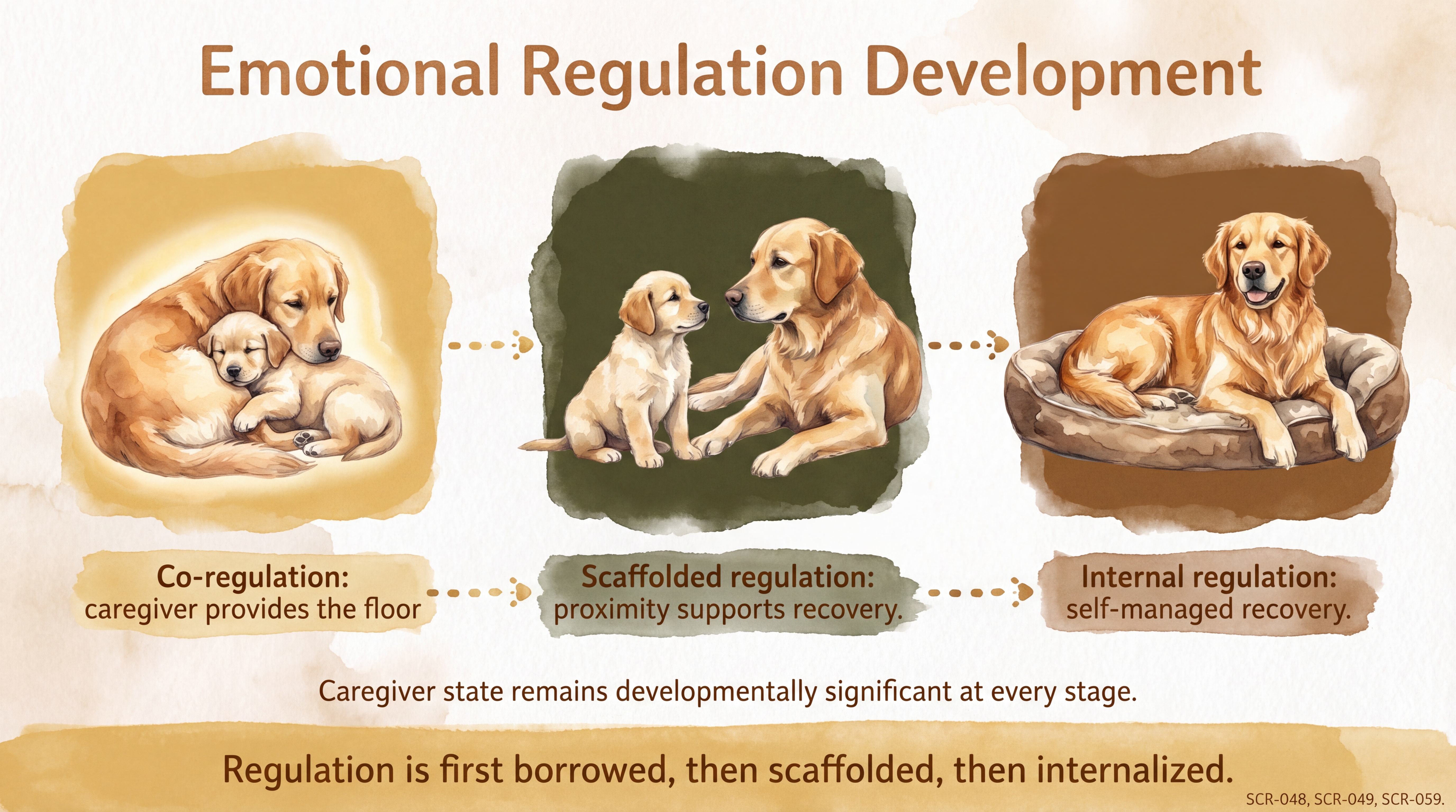 Infographic: Emotional regulation development from co-regulation through scaffolded to internalized self-regulation - Just Behaving Wiki