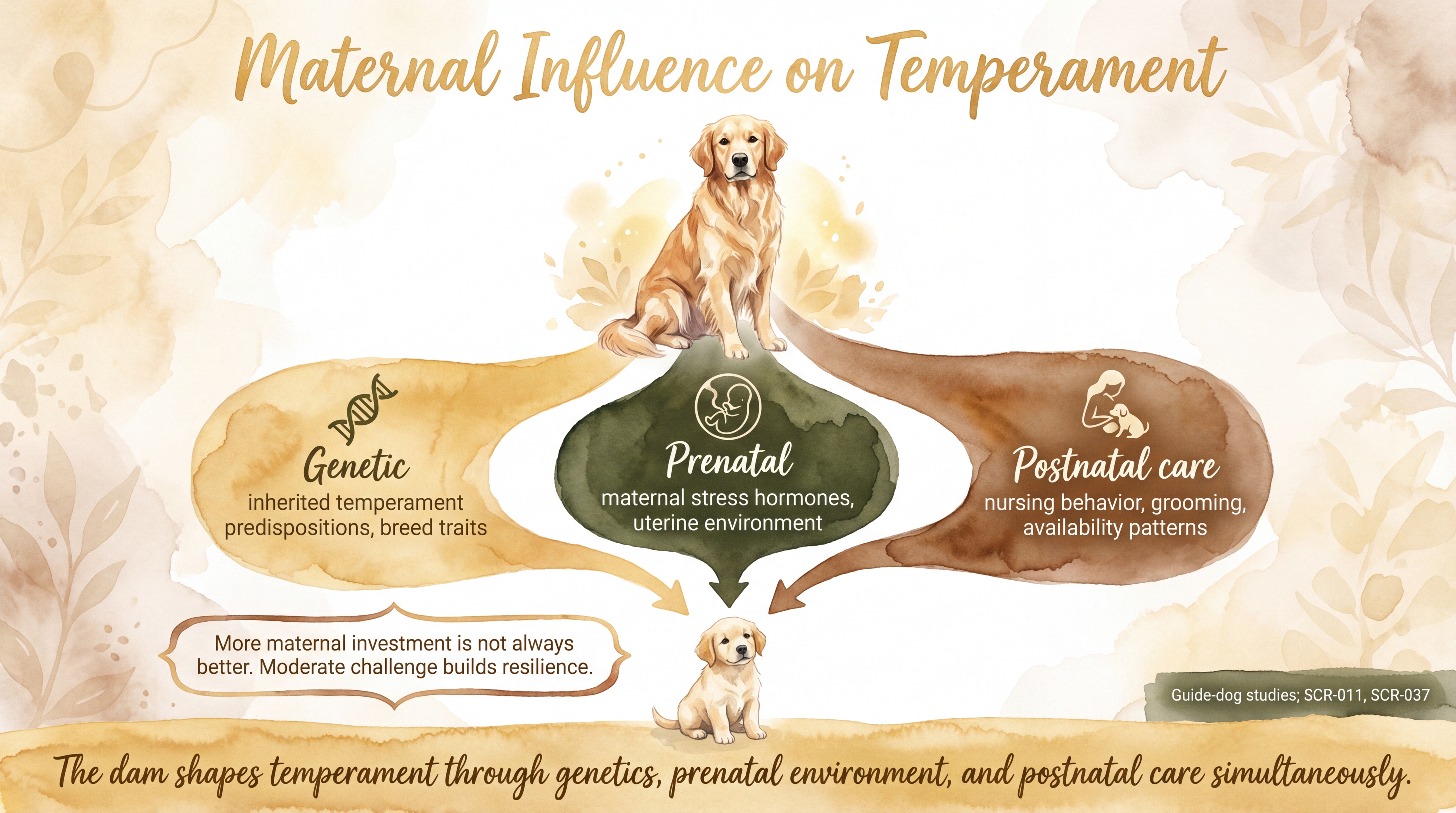 Infographic: Maternal influence on temperament through genetic, prenatal, and postnatal care pathways - Just Behaving Wiki