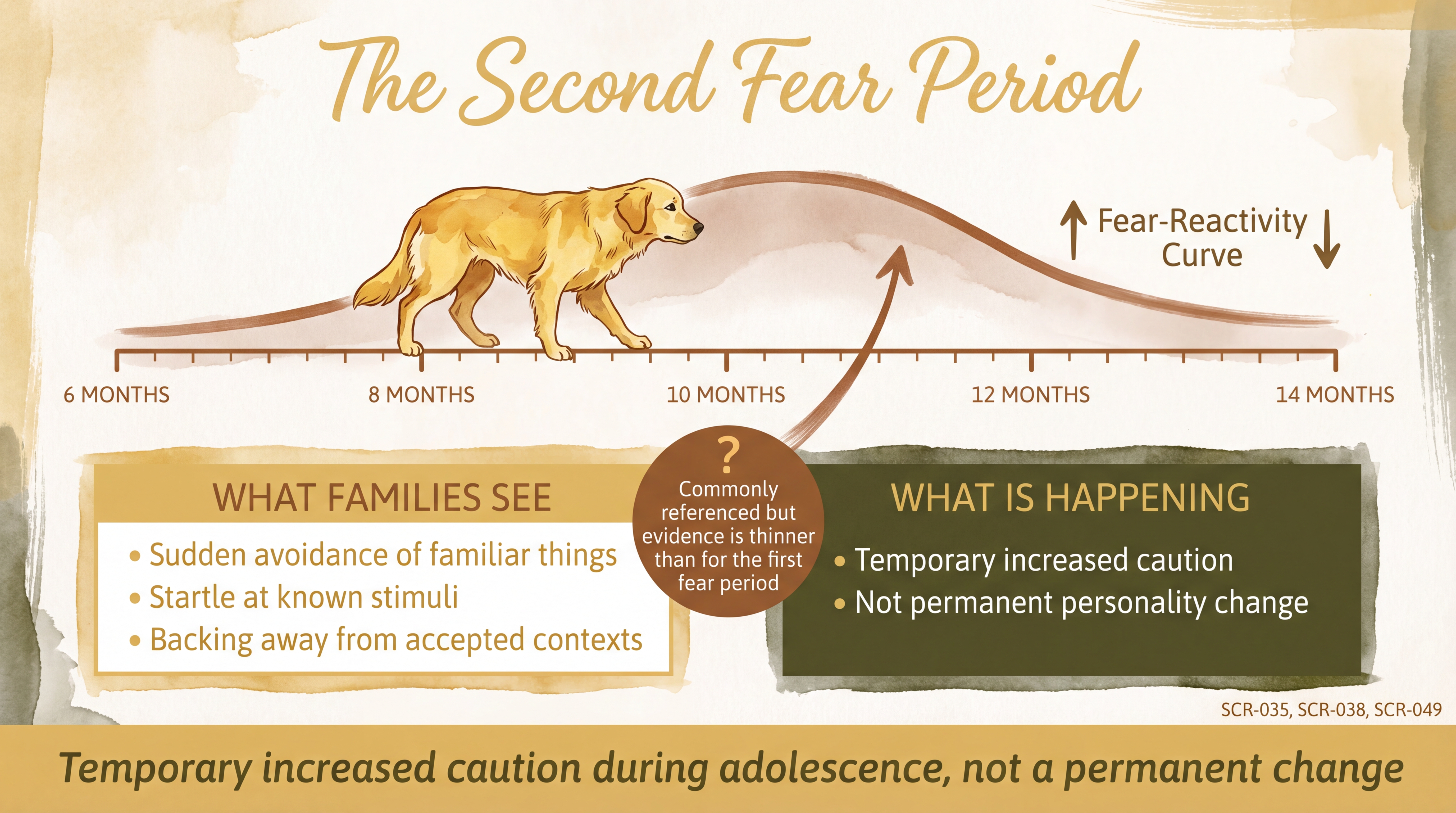 Infographic: Second fear period showing gradual fear-reactivity wave during adolescence - Just Behaving Wiki