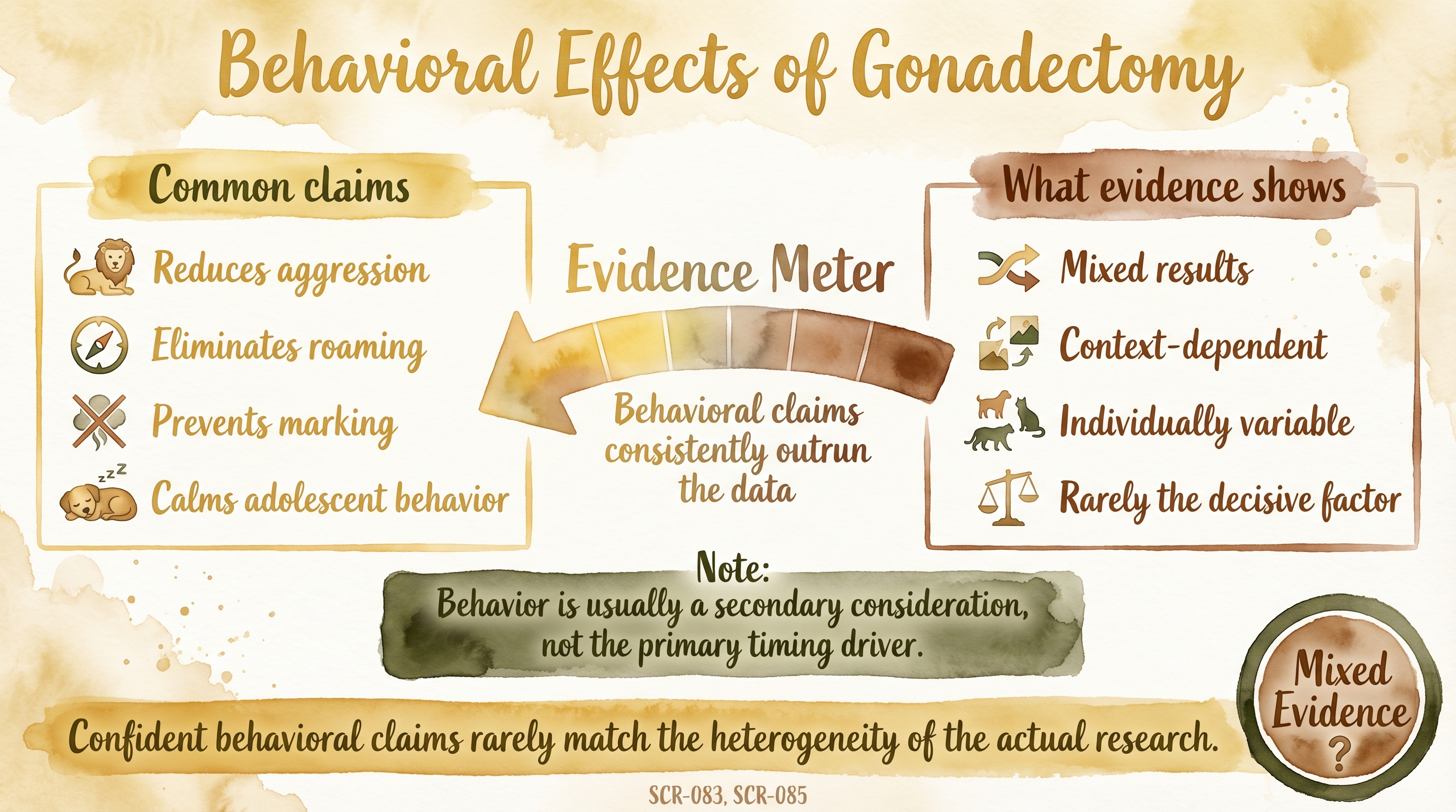 Infographic: Behavioral effects of gonadectomy comparing common claims to actual evidence - Just Behaving Wiki