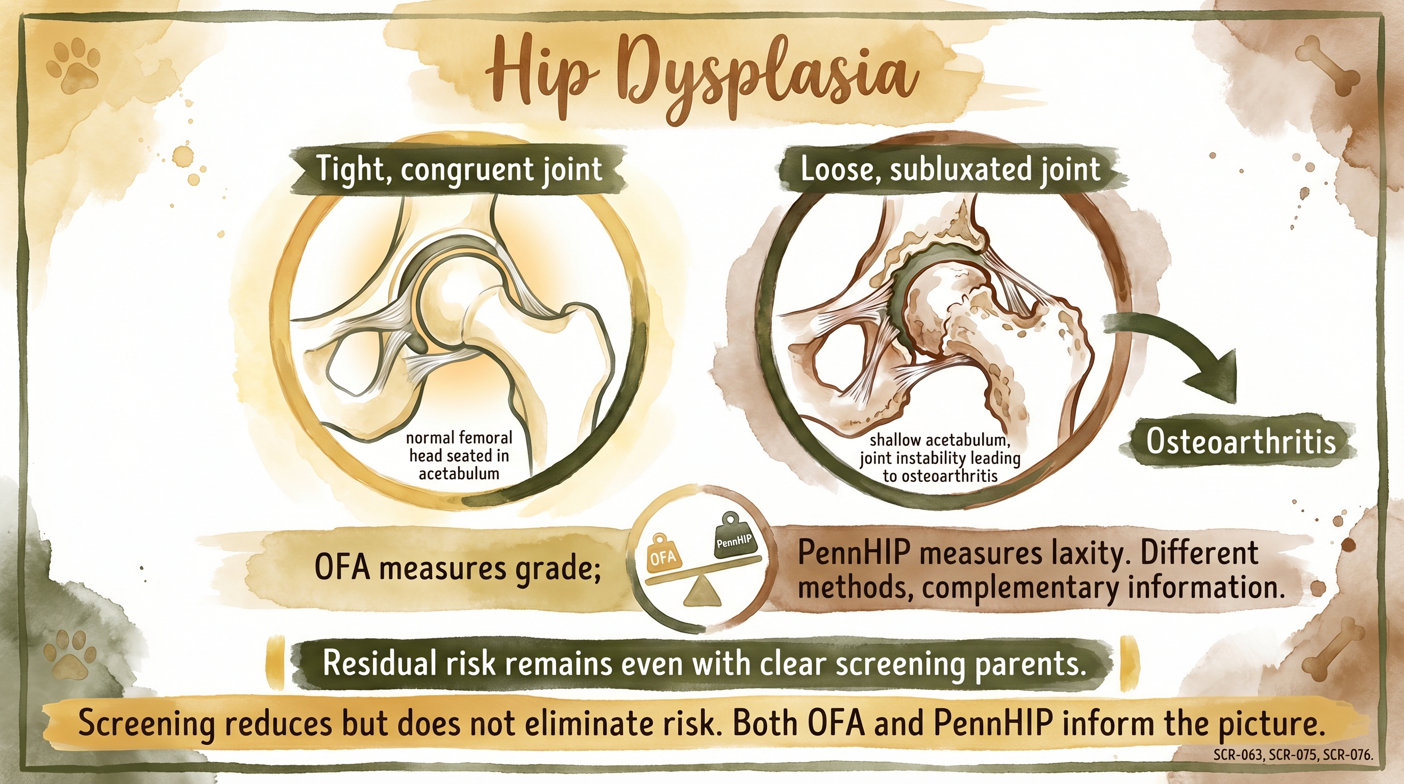 Infographic: Hip dysplasia comparing normal versus subluxated joint anatomy - Just Behaving Wiki