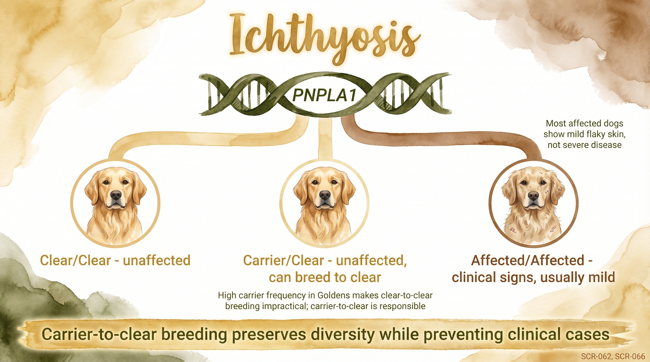 Infographic: Ichthyosis showing PNPLA1 gene inheritance with three genotype outcomes - Just Behaving Wiki