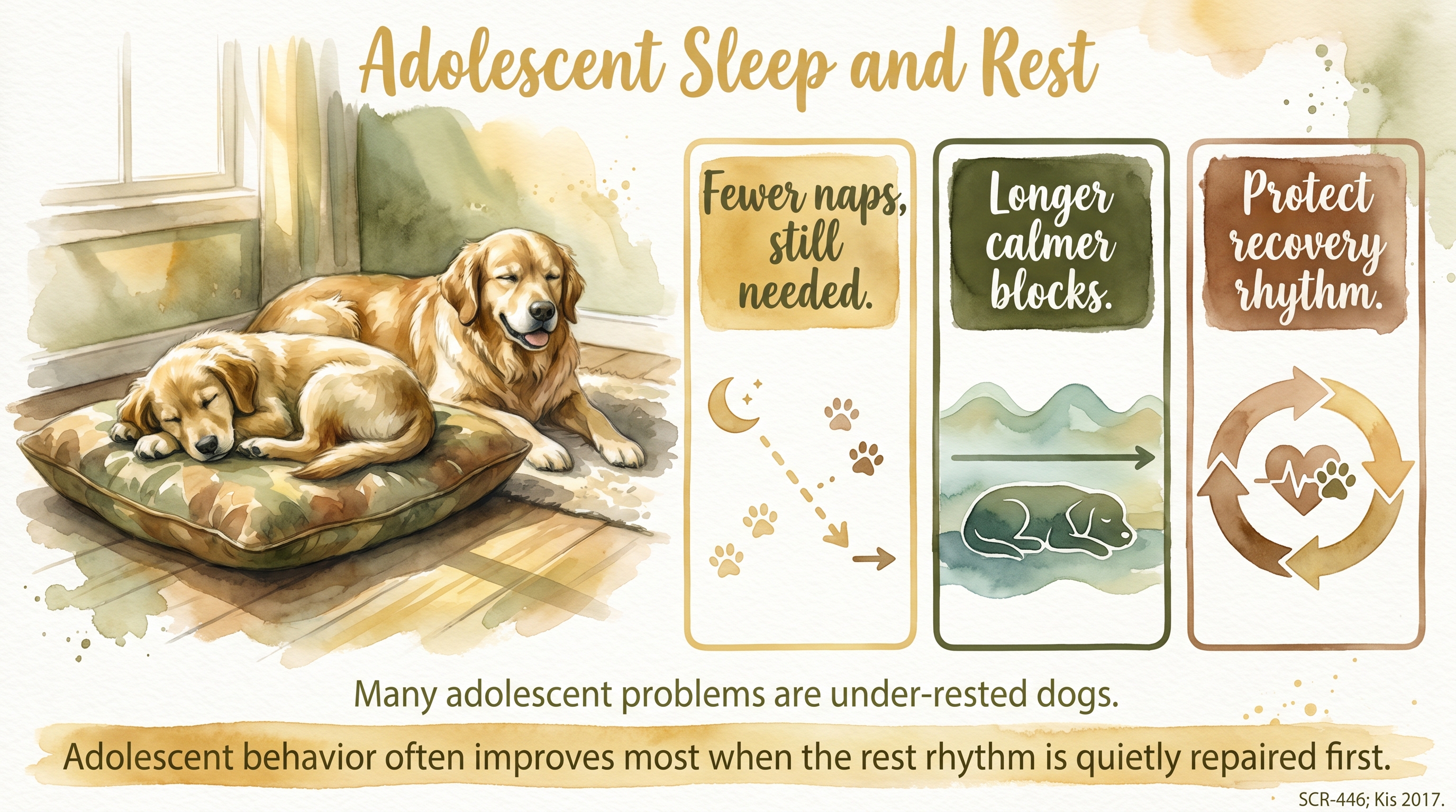 Infographic: Adolescent Sleep and Rest - how sleep changes in the adolescent dog - Just Behaving Wiki