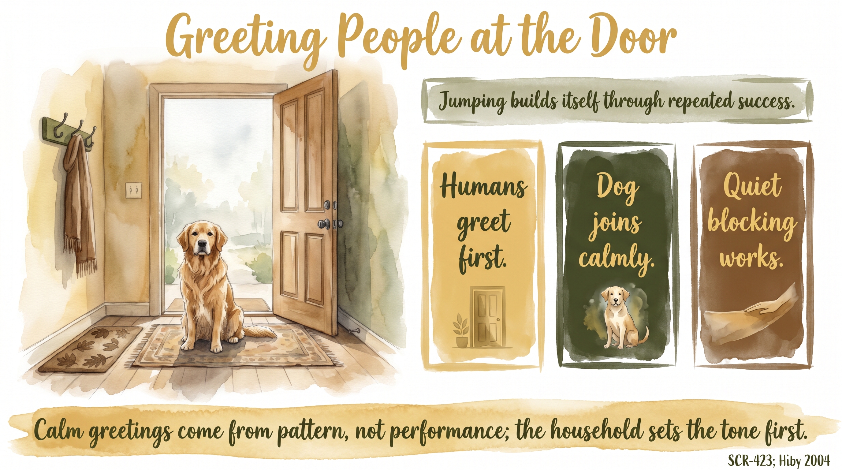 Infographic: Greeting People at the Door - how JB prevents excited visitor greetings by keeping - Just Behaving Wiki
