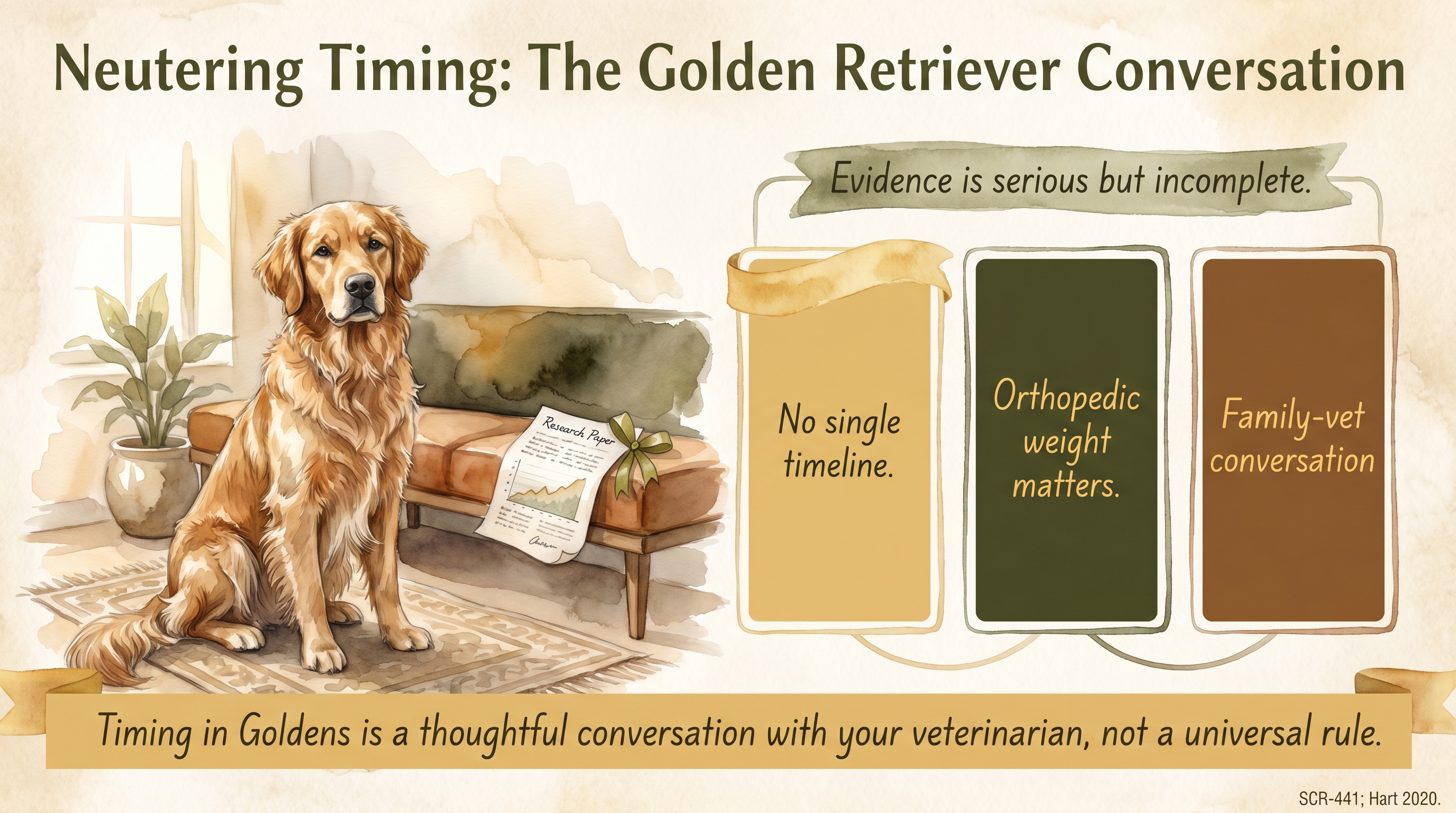 Infographic: Neutering Timing: The Golden Retriever Conversation - how JB frames neutering timing - Just Behaving Wiki