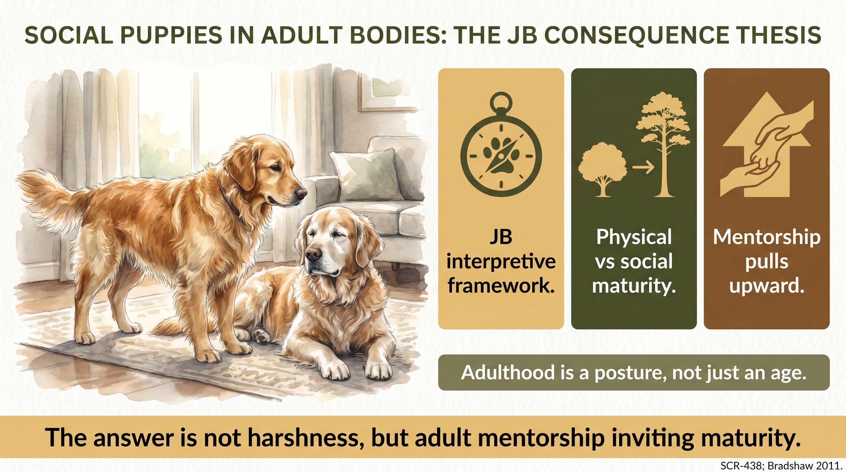 Infographic: Social Puppies in Adult Bodies: The JB Consequence Thesis - why Just Behaving describes - Just Behaving Wiki