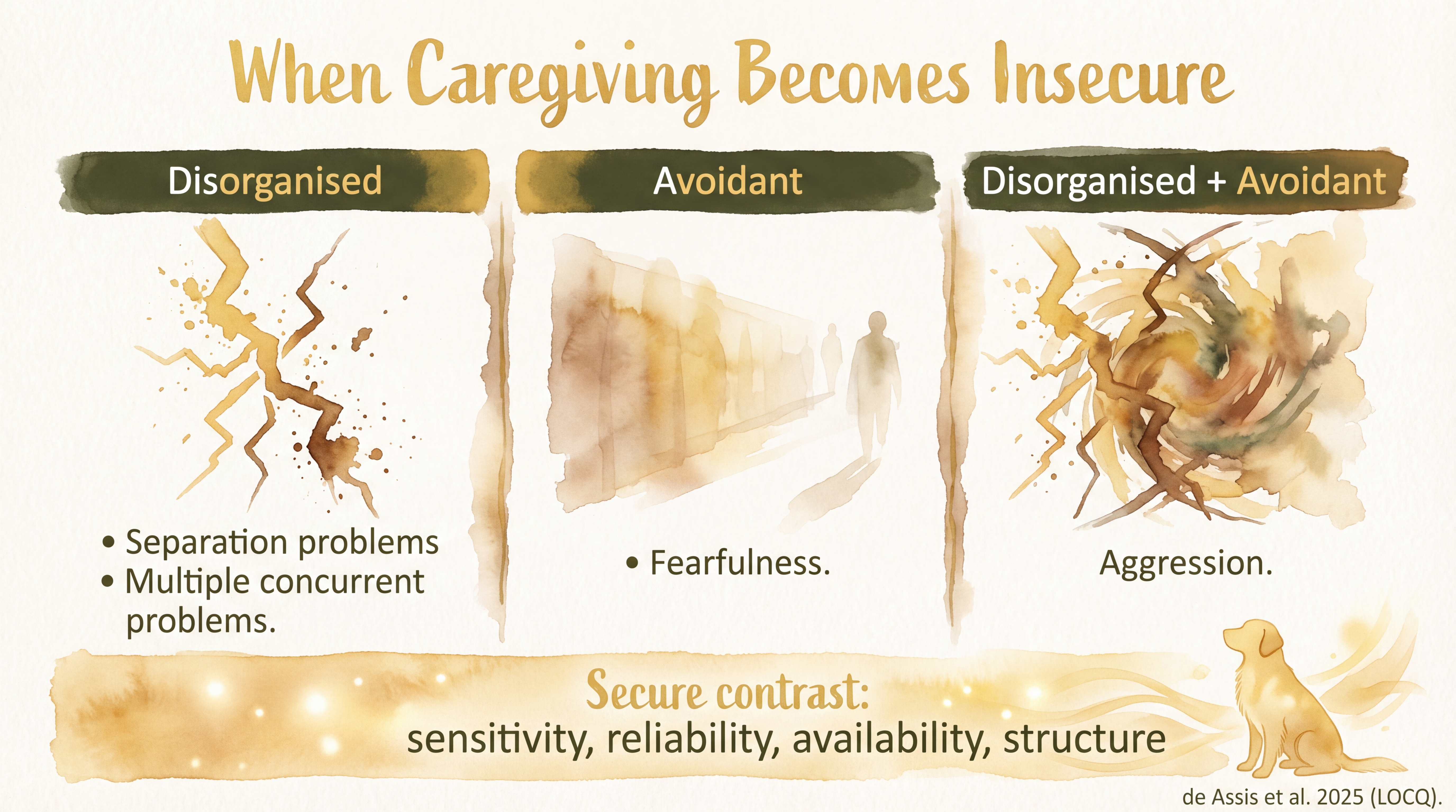 Infographic: Disorganized and Avoidant Caregiving - How inconsistent or emotionally volatile caregiving undermines canine attachment security - Just Behaving Wiki