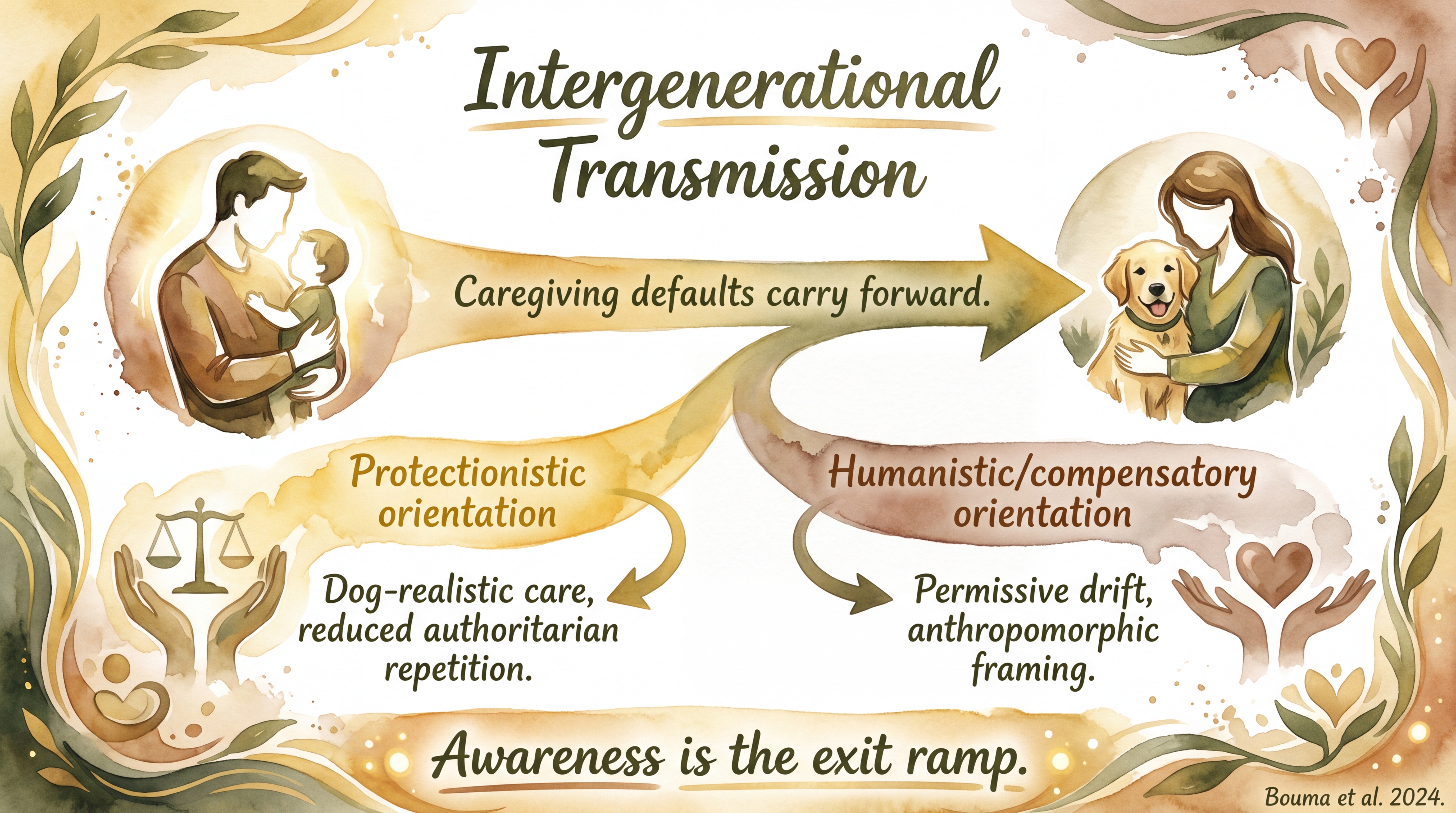 Infographic: Intergenerational Transmission of Caregiving - How human parenting history shapes the way owners relate to their dogs - Just Behaving Wiki