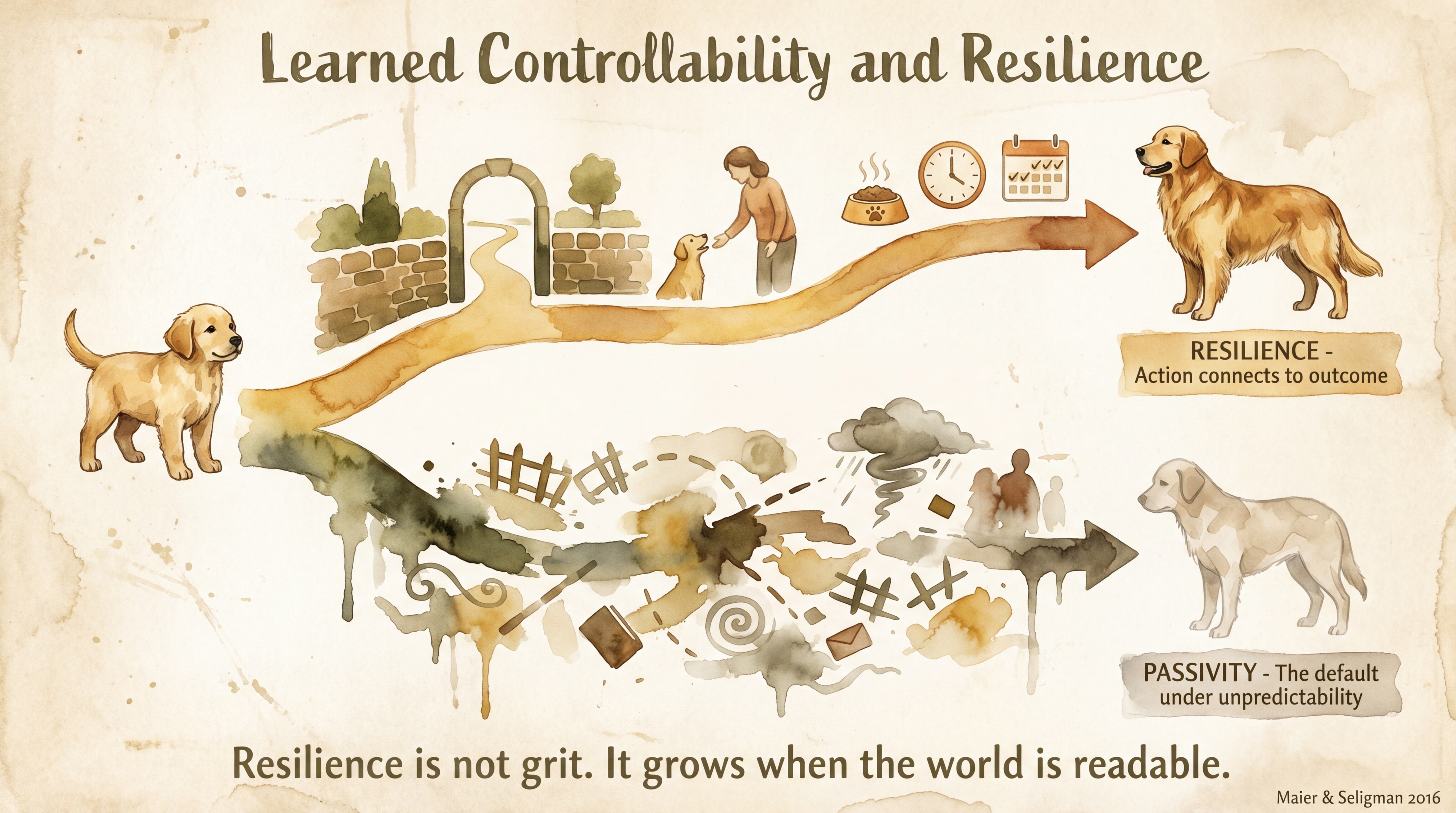 Infographic: Learned Controllability and Resilience - How predictable environments and reliable caregiving build canine resilience rather than helplessness - Just Behaving Wiki