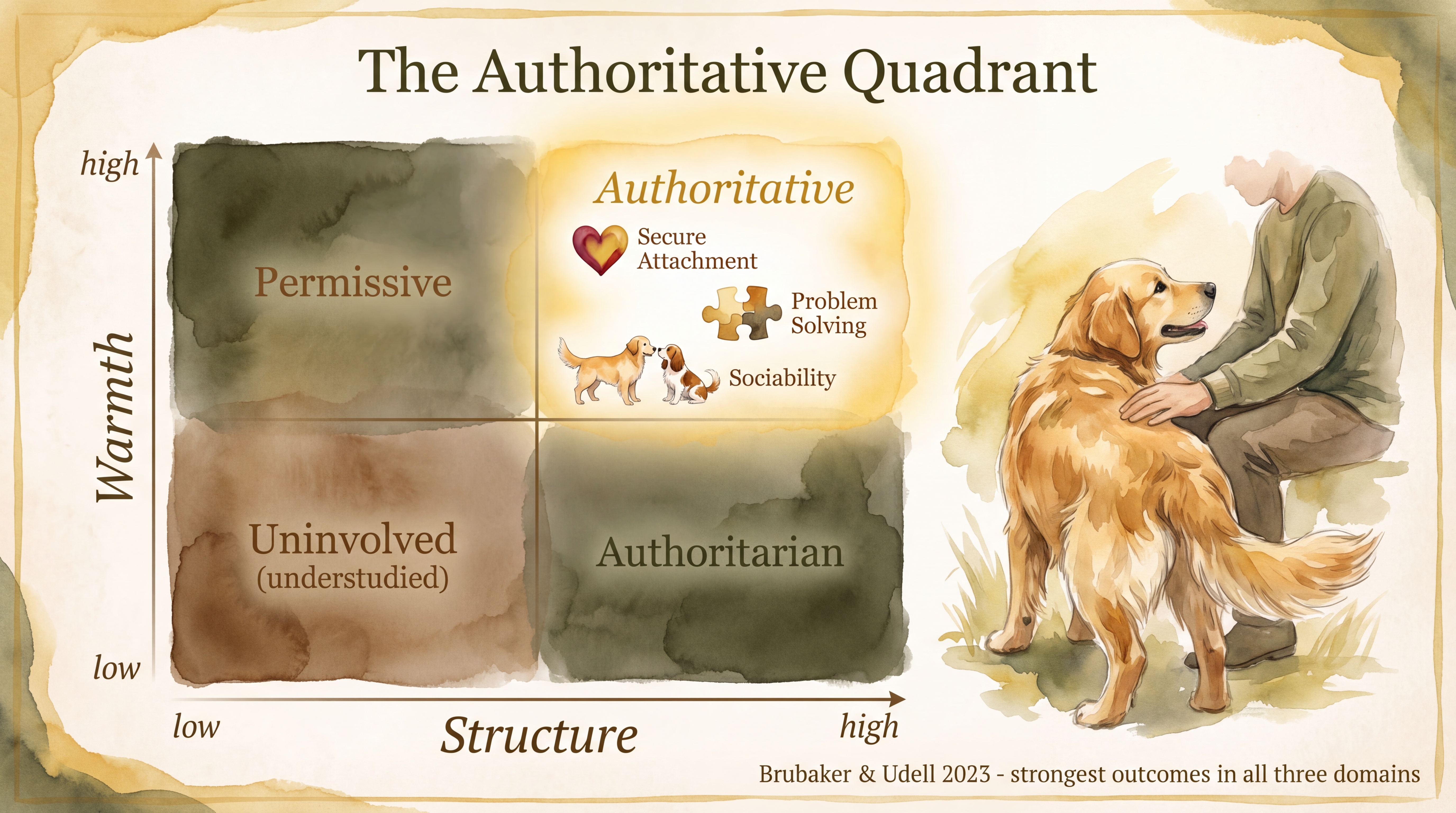 Infographic: The Authoritative Quadrant - Applying Baumrind's parenting framework to dog raising with high warmth and high structure - Just Behaving Wiki