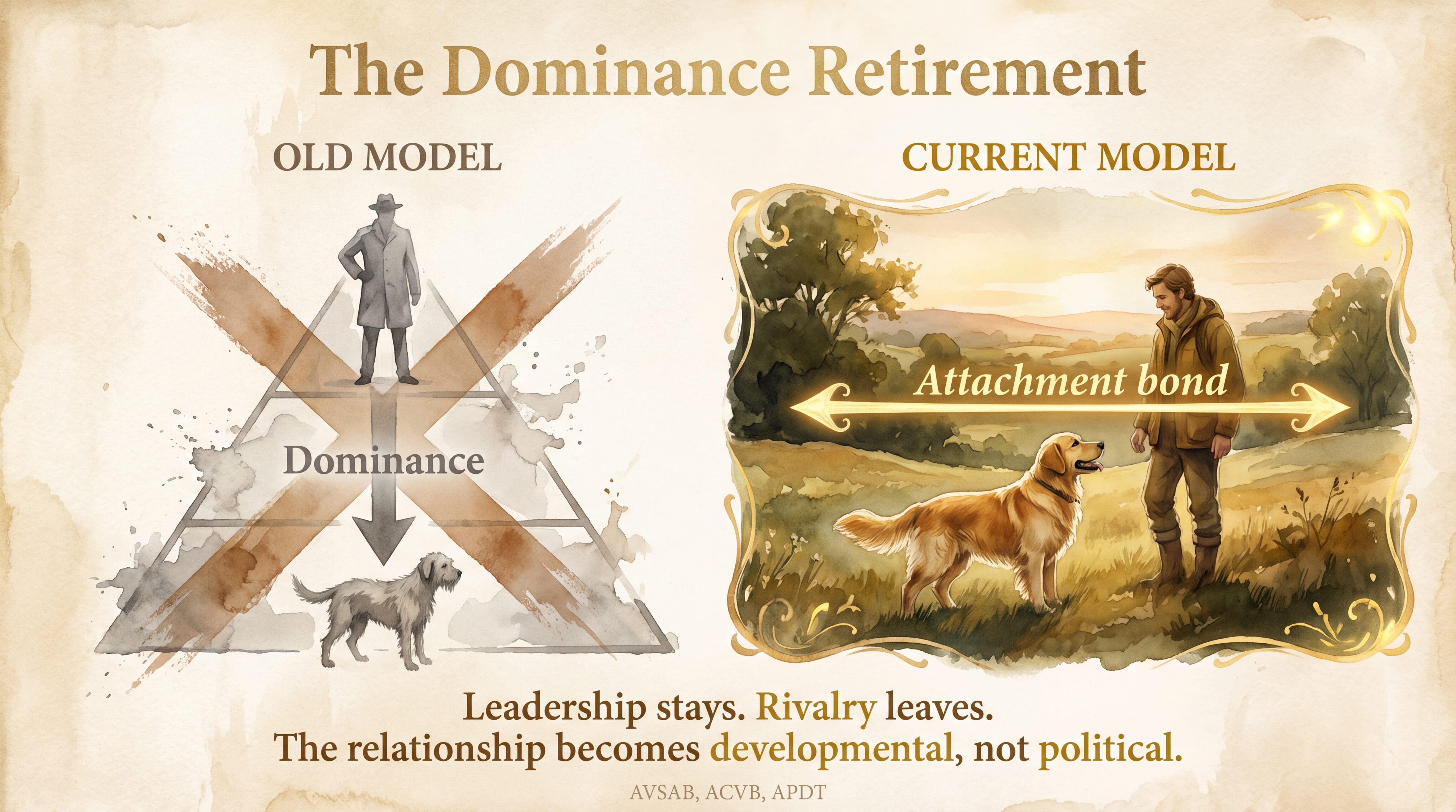 Infographic: The Dominance Retirement - Why dominance-based explanations for dog behavior have been replaced by attachment and affiliative models - Just Behaving Wiki