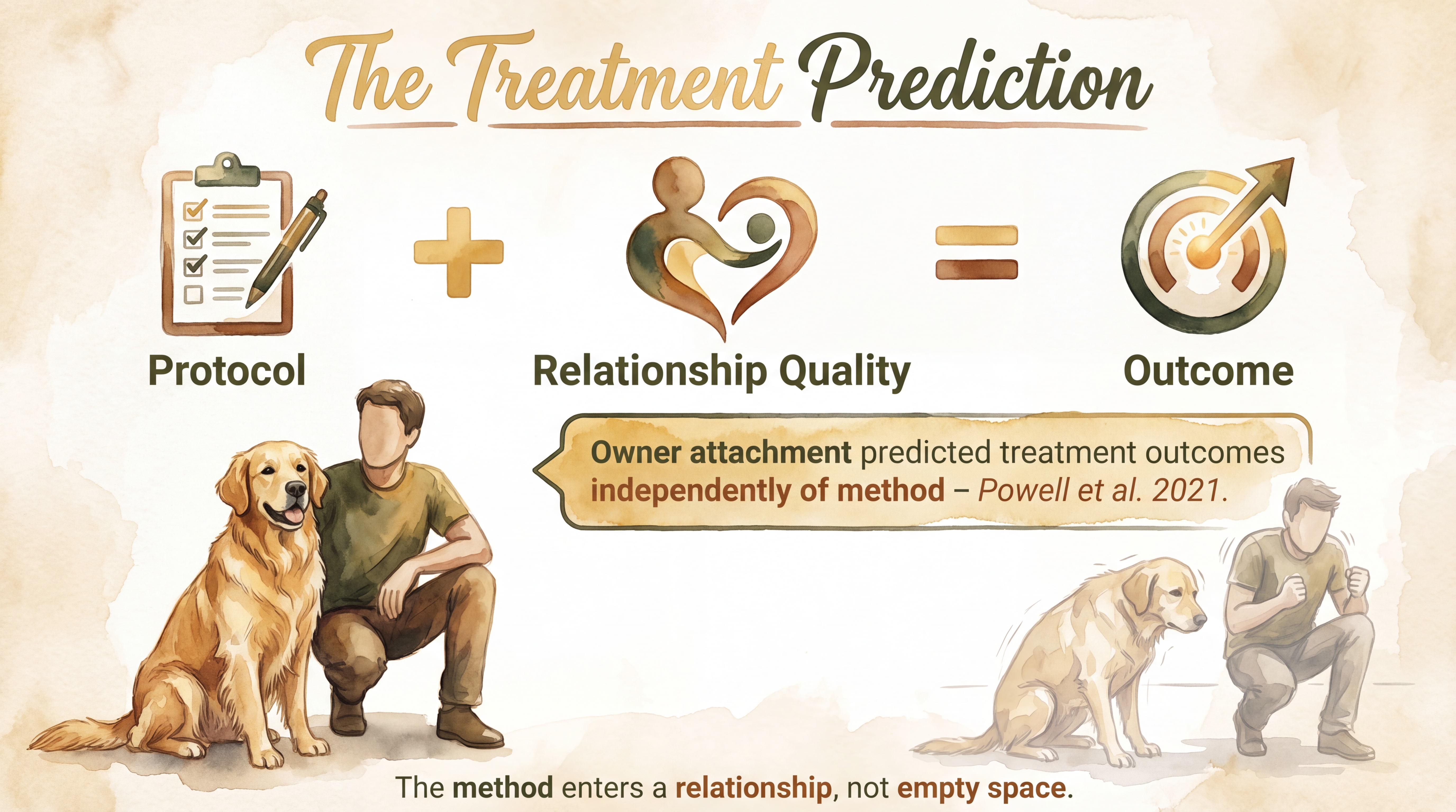 Infographic: The Treatment Prediction - Evidence that owner behavior predicts treatment outcomes for canine behavior problems more than the dog's diagnosis - Just Behaving Wiki