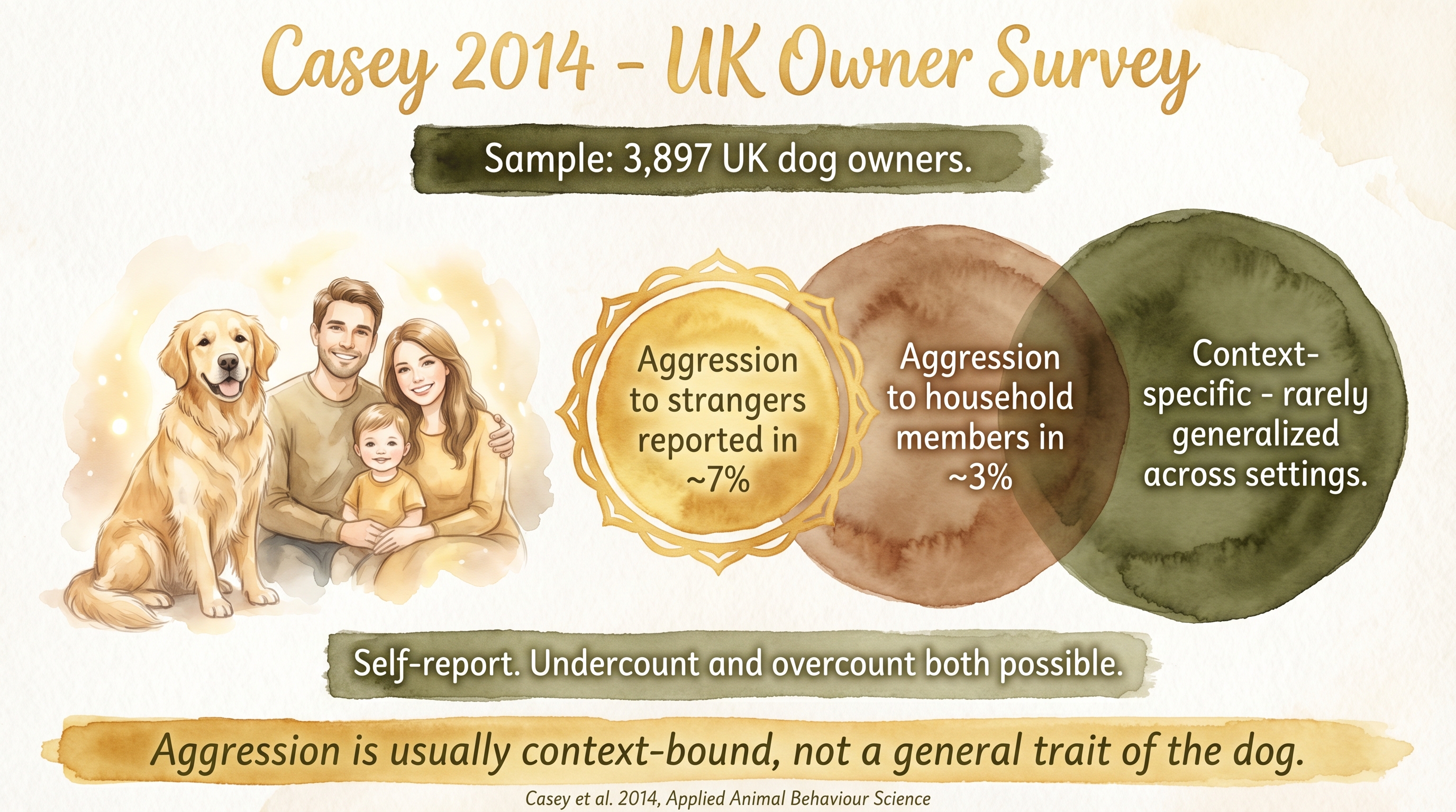 Infographic: Casey 2014 UK owner survey findings on stranger and household aggression and context-specific behavior - Just Behaving Wiki
