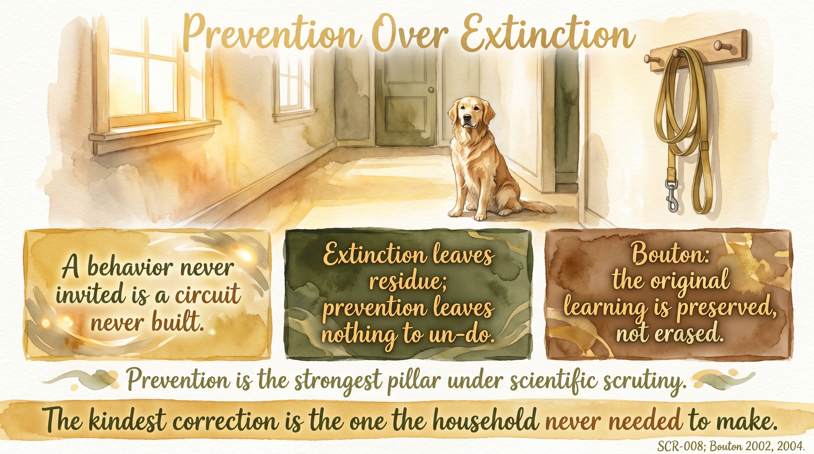 Infographic: Prevention Over Extinction - why a behavior never initiated is a circuit never built, and extinction leaves permanent residue - Just Behaving Wiki