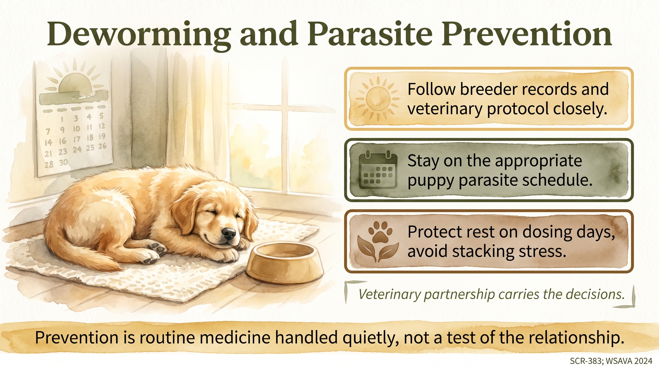 Infographic: Deworming and parasite prevention - first-month routine handled calmly - Just Behaving Wiki