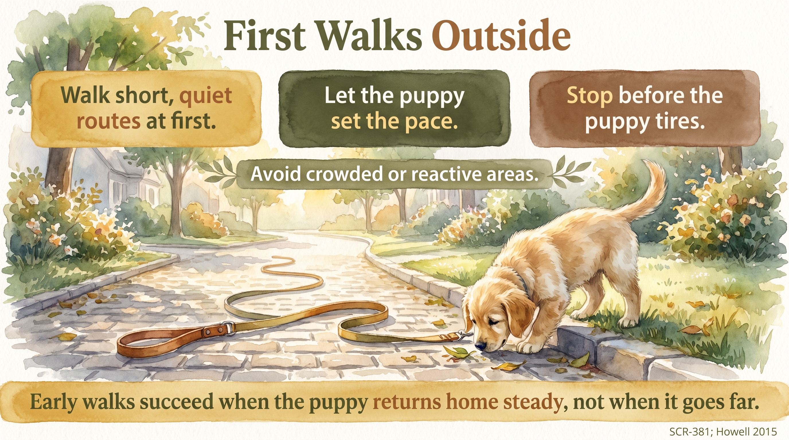 Infographic: First walks outside - calm environmental exposure, not exercise - Just Behaving Wiki